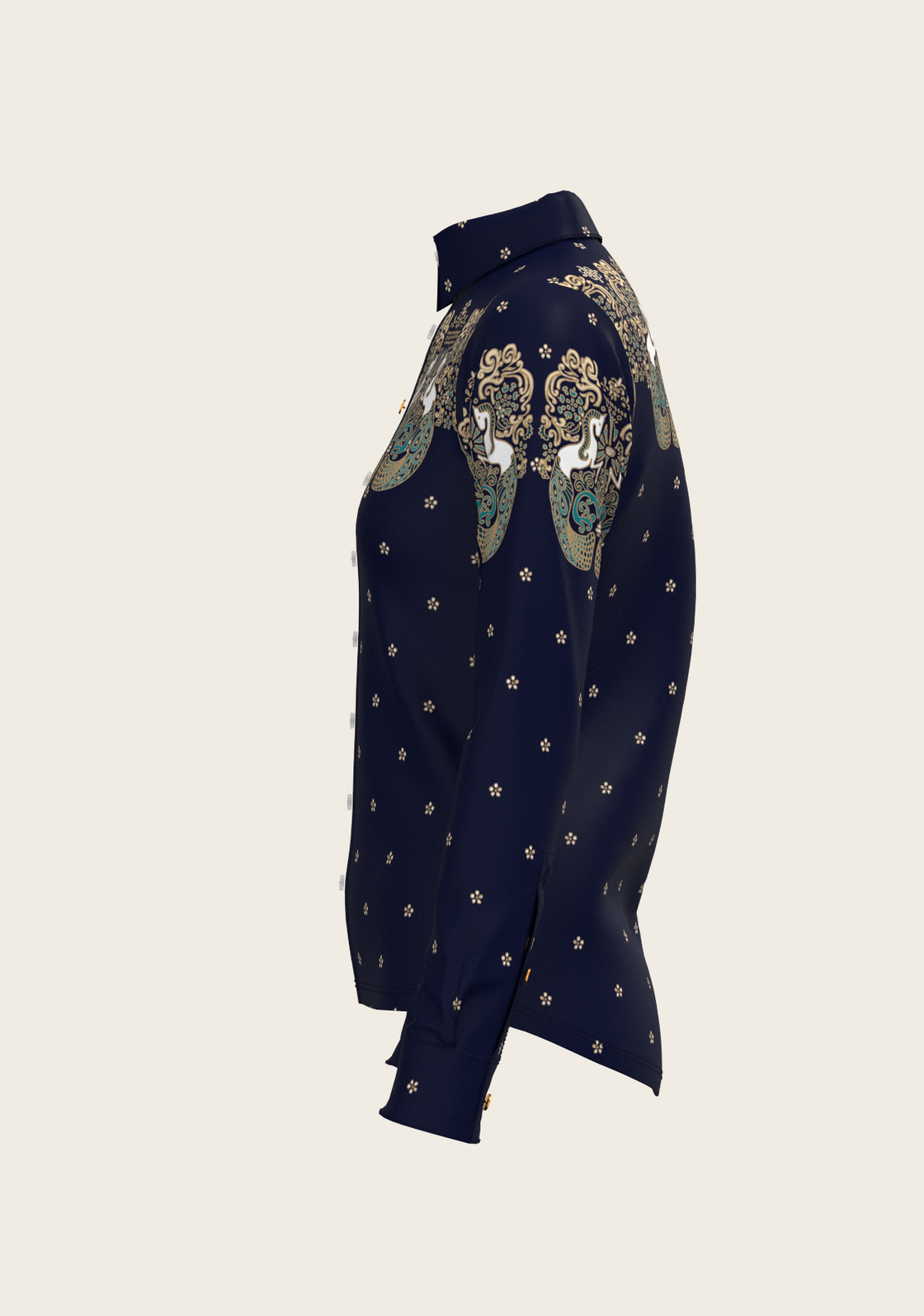 Western Mermaid Horses Ladies Button Shirt