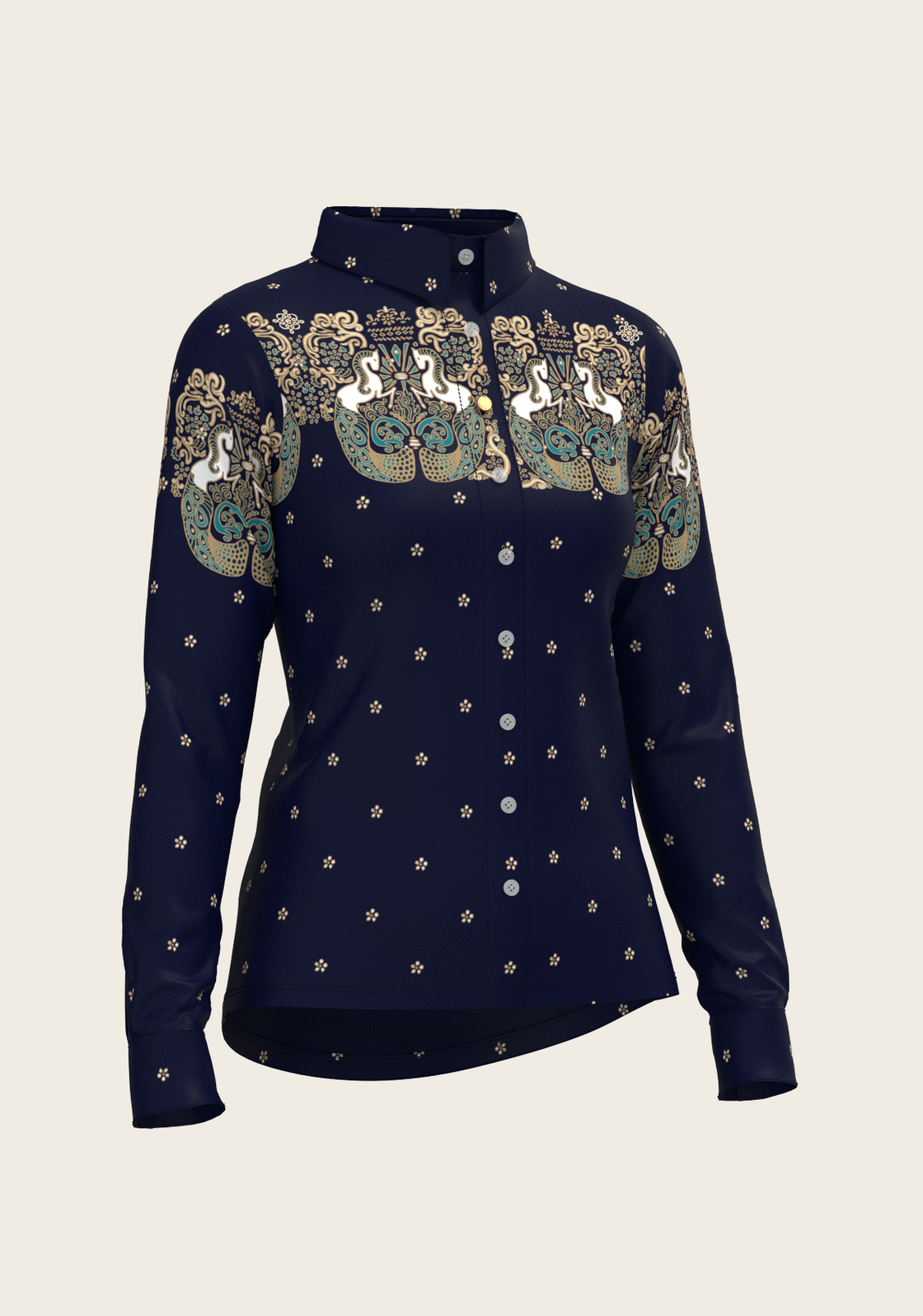 Western Mermaid Horses Ladies Button Shirt