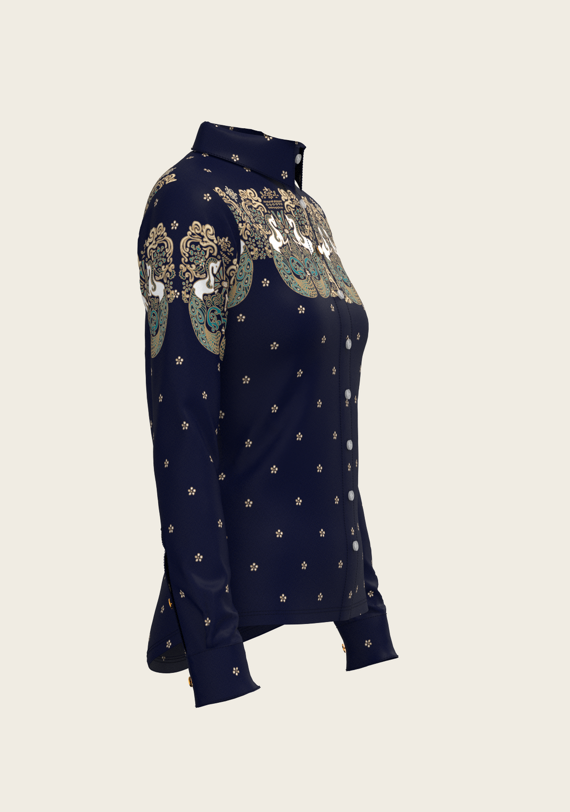 Western Mermaid Horses Ladies Button Shirt
