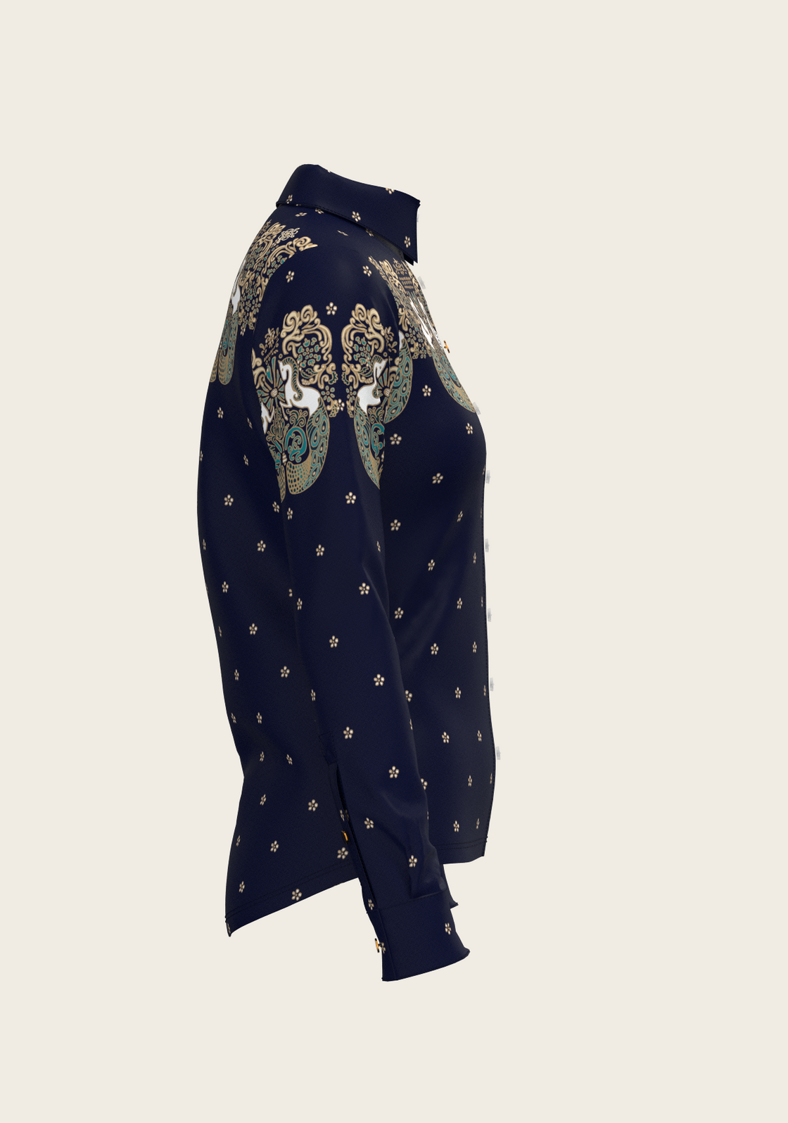 Western Mermaid Horses Ladies Button Shirt
