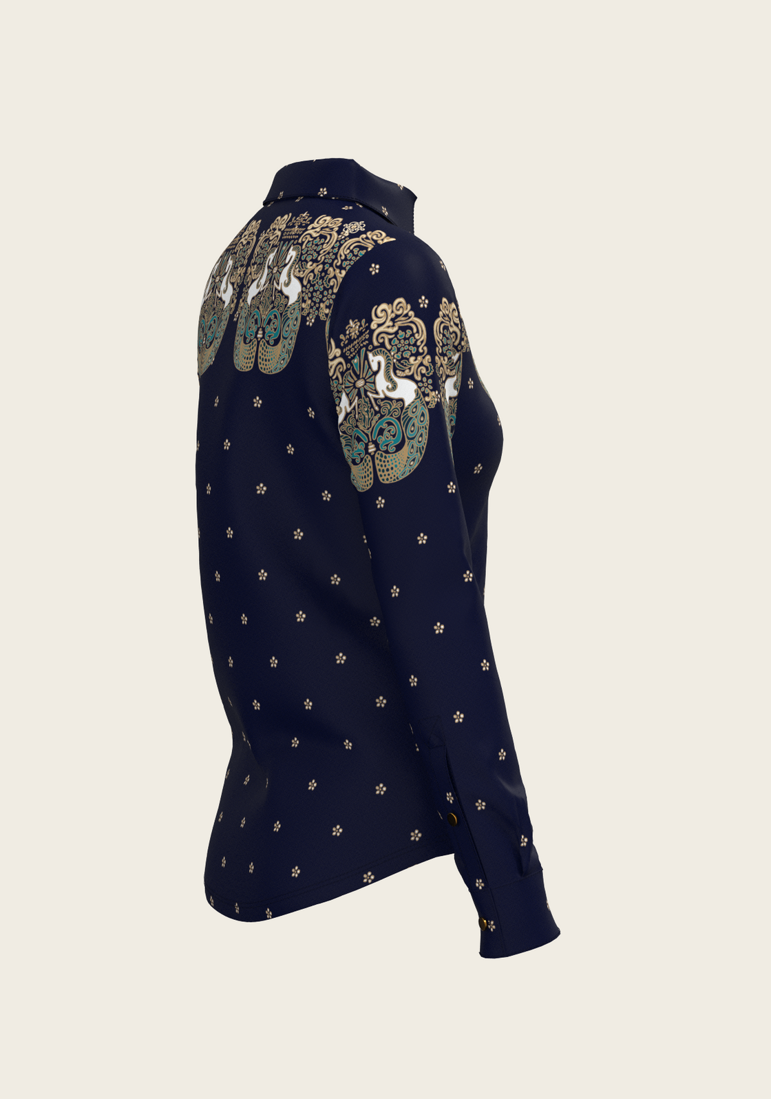 Western Mermaid Horses Ladies Button Shirt