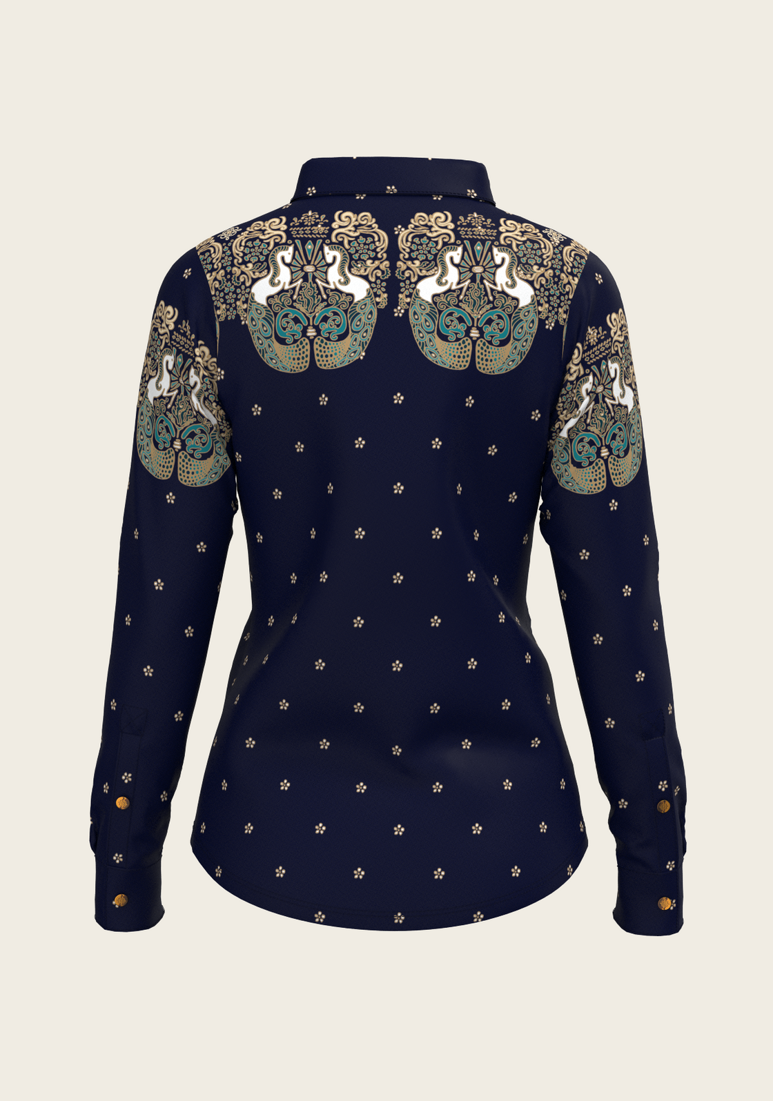Western Mermaid Horses Ladies Button Shirt