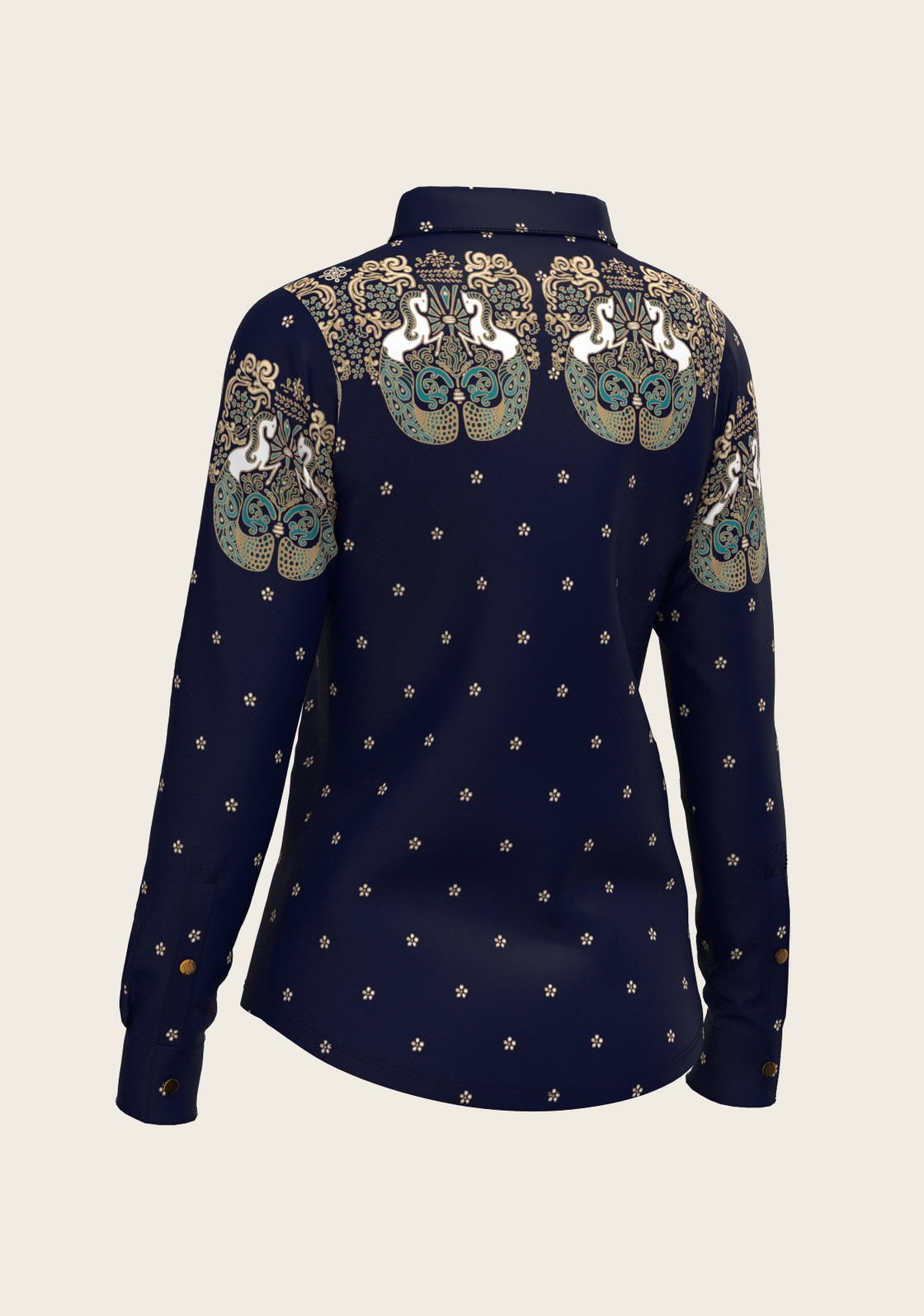 Western Mermaid Horses Ladies Button Shirt