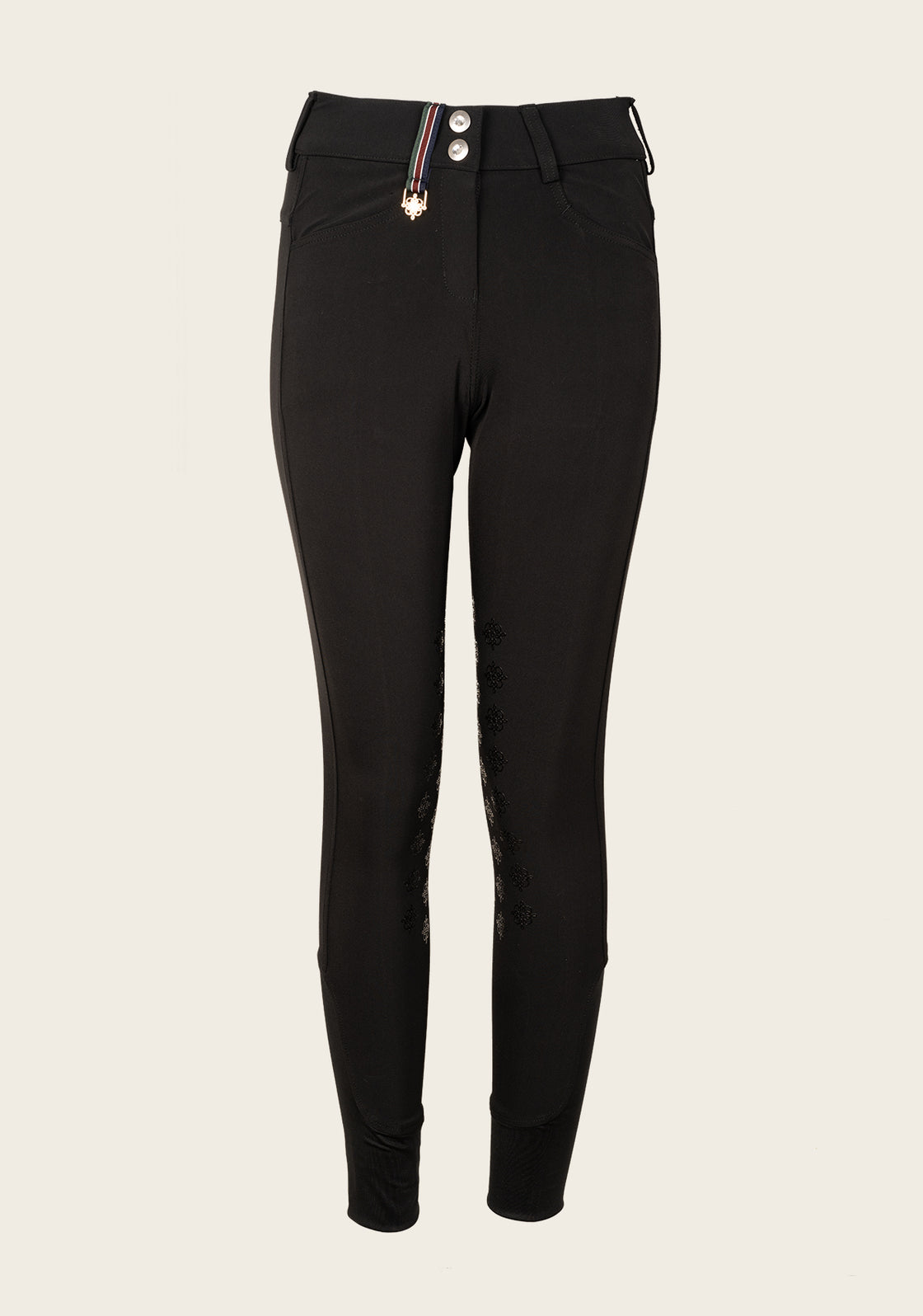 Coquet High Waist Coolmax Black Knee Patch Breeches