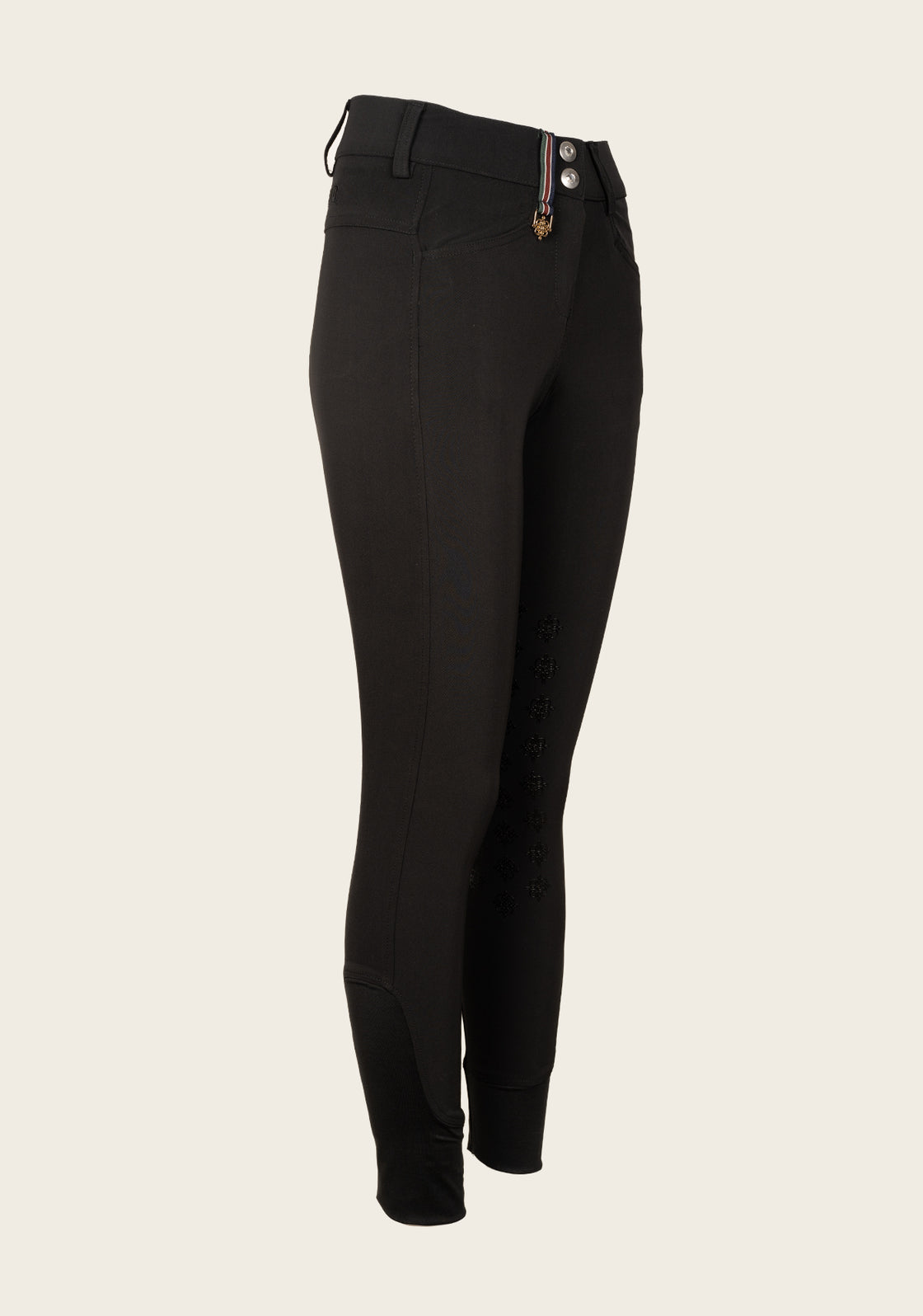 Coquet High Waist Coolmax Black Knee Patch Breeches