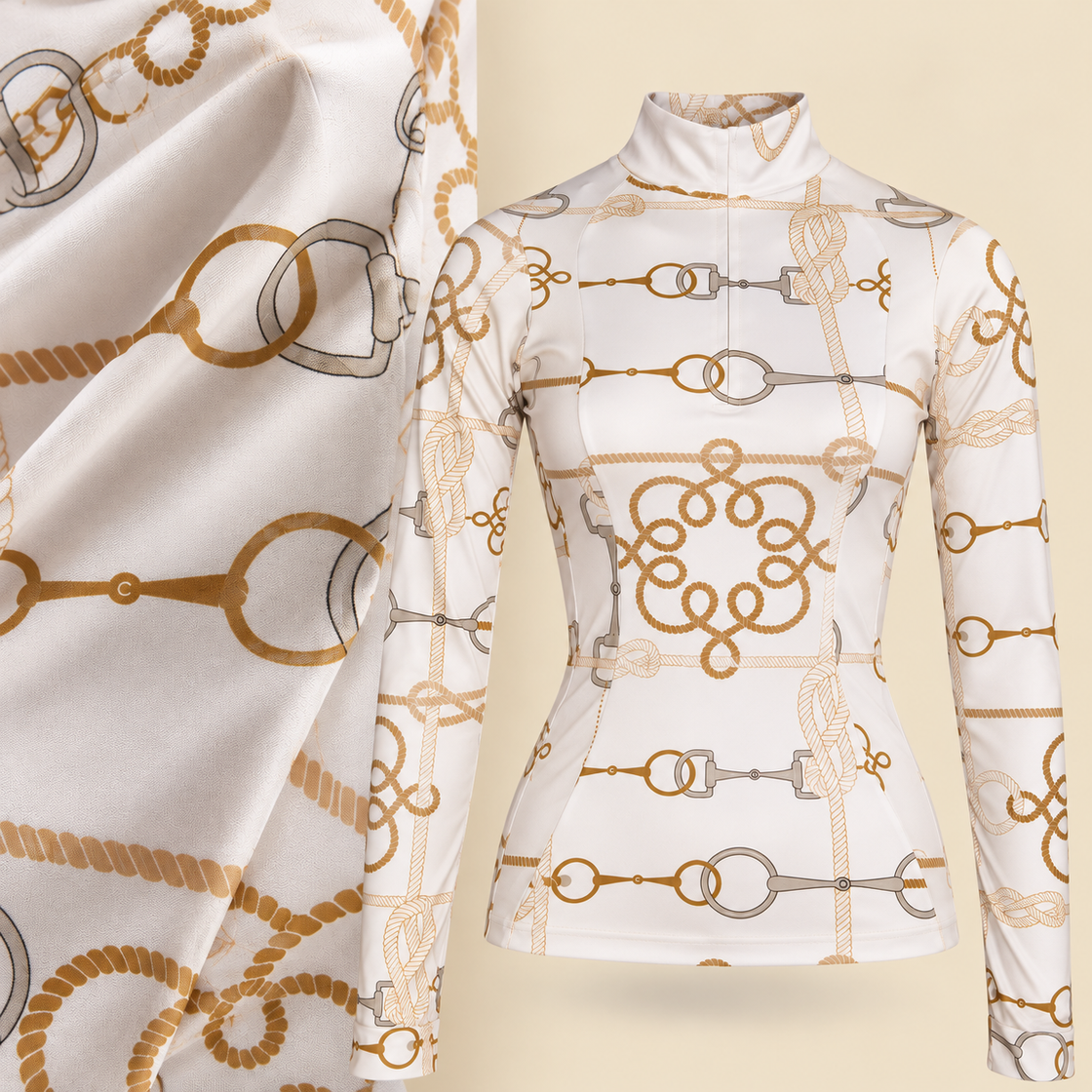 Espoir Cable White Quarter Zip Sun Shirt long Sleeve