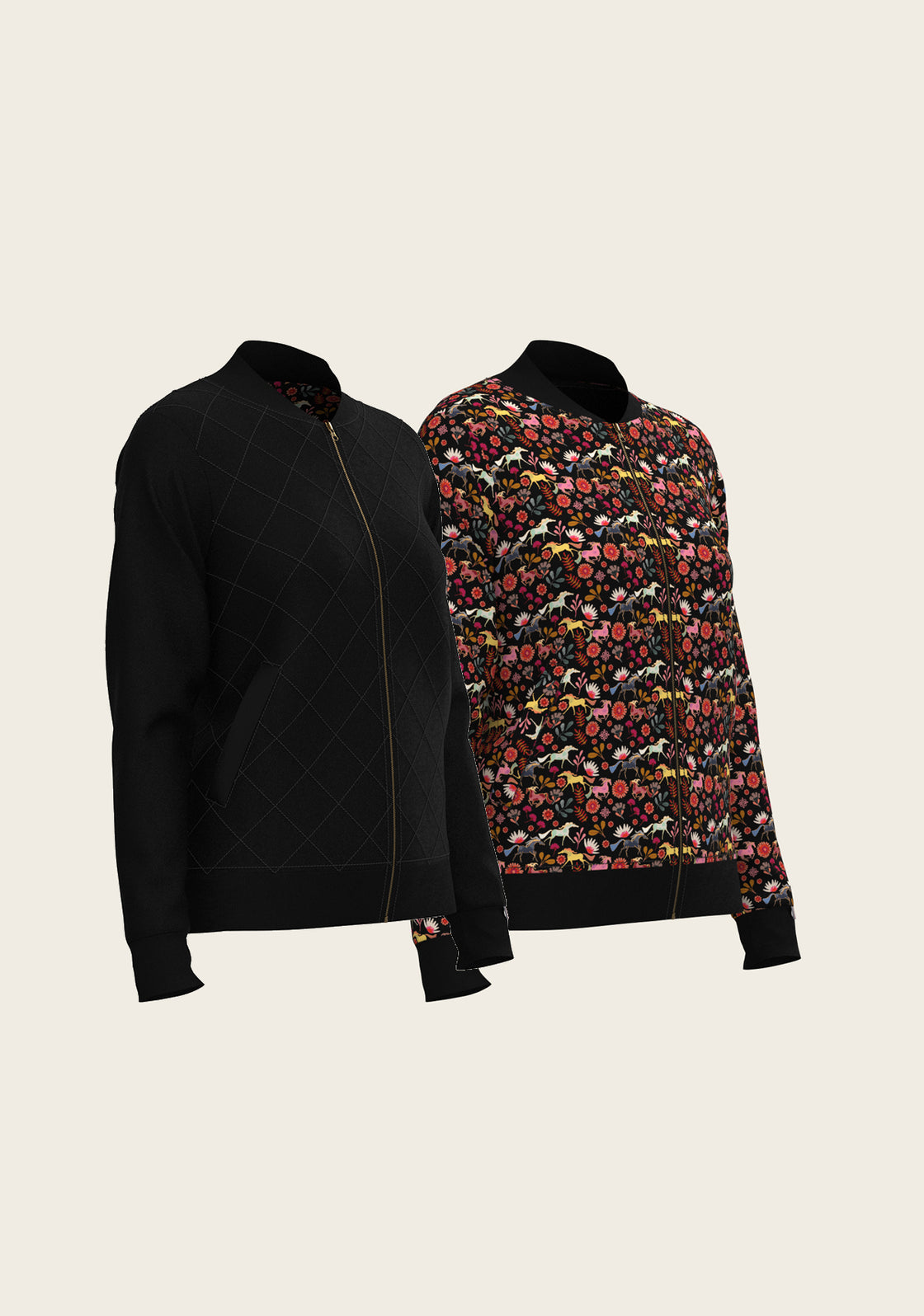  Bouquet on Black Reversible Jacket