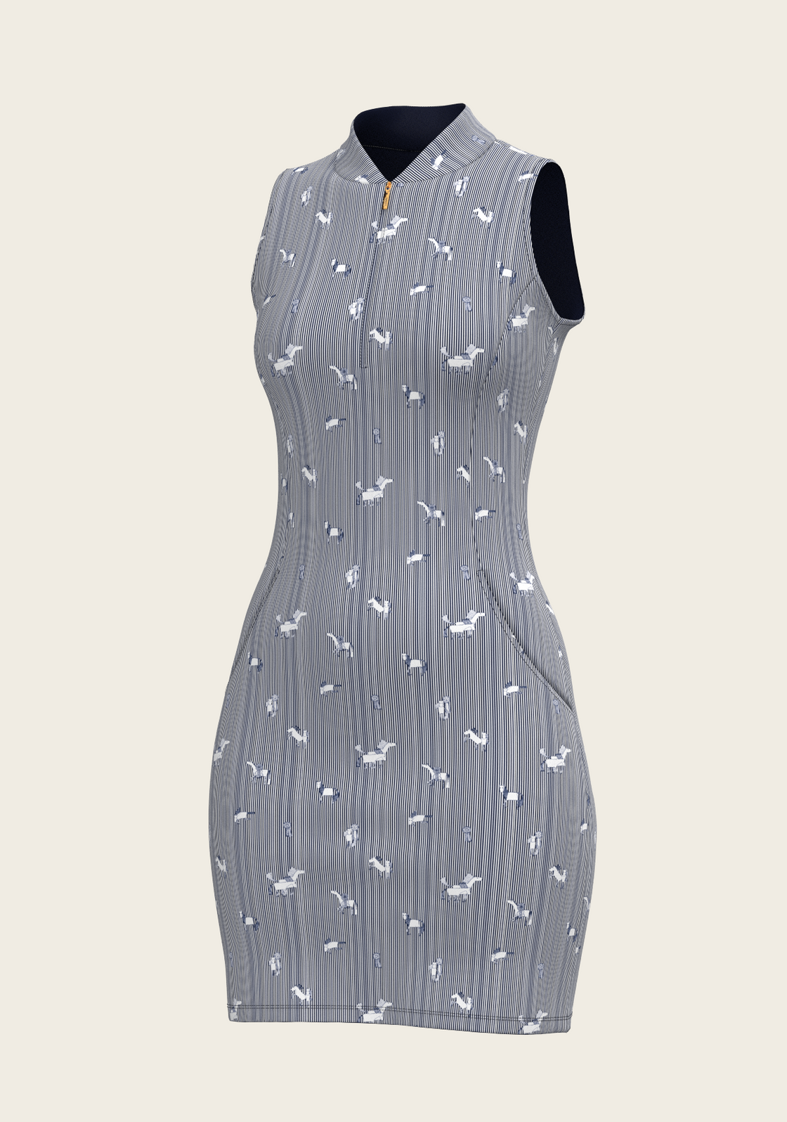 Navy Stripes Golf Dress Espoir Equestrian Navy Stripes Golf Dress Espoir Equestrian
