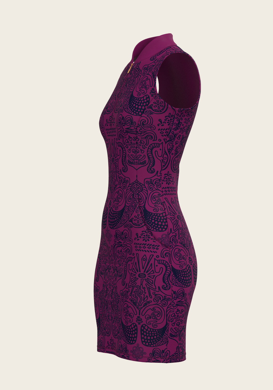 Mermaid Horses on Berry Golf Dress