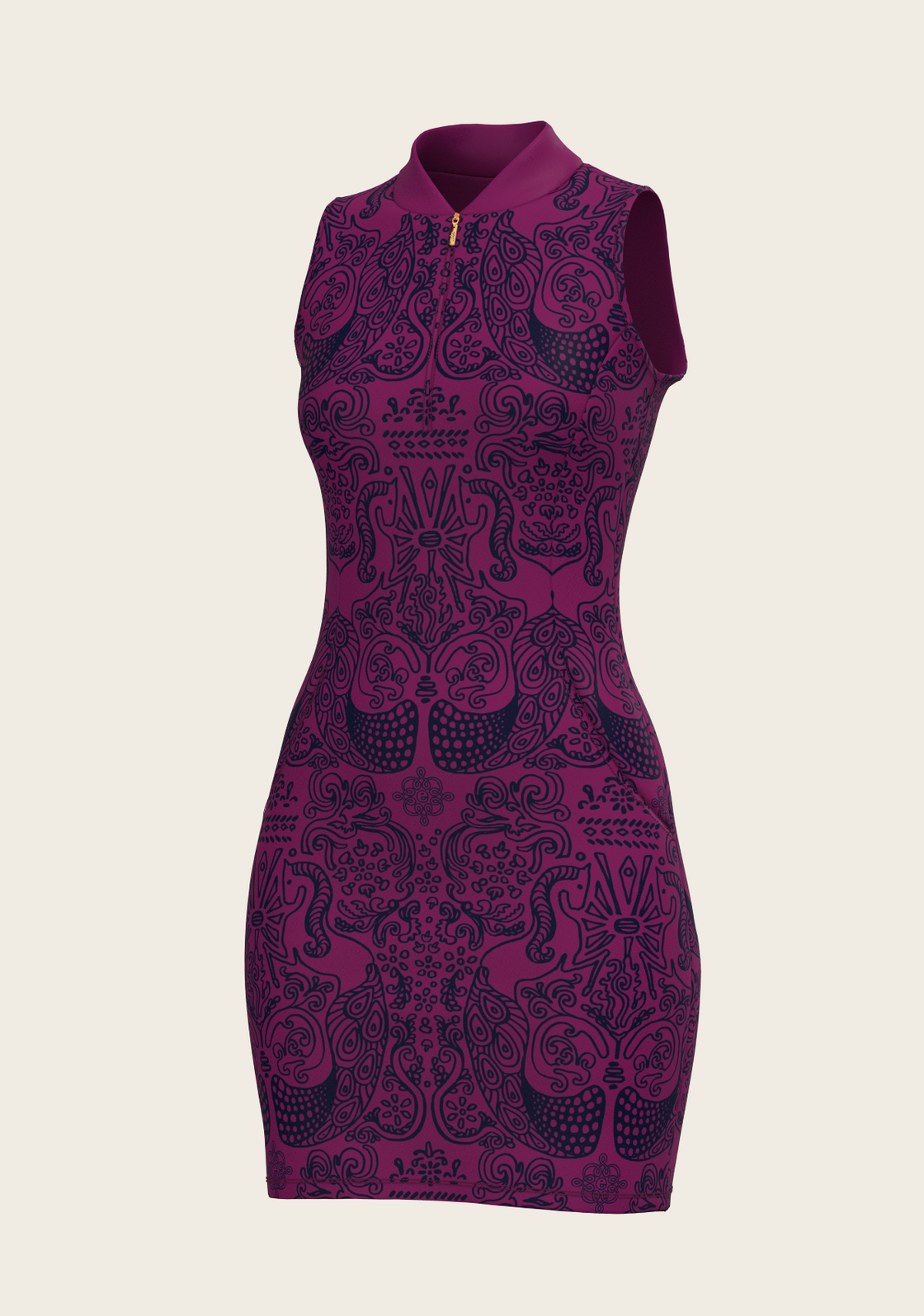 Mermaid Horses on Berry Golf Dress