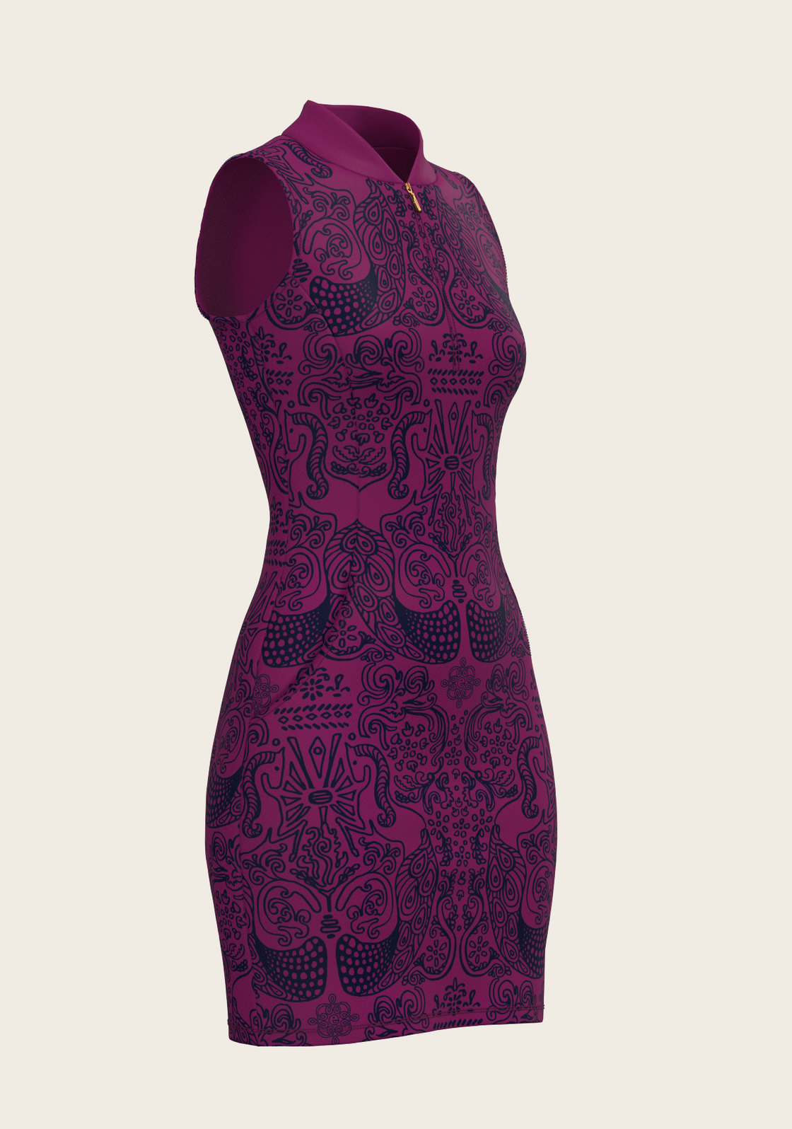 Mermaid Horses on Berry Golf Dress