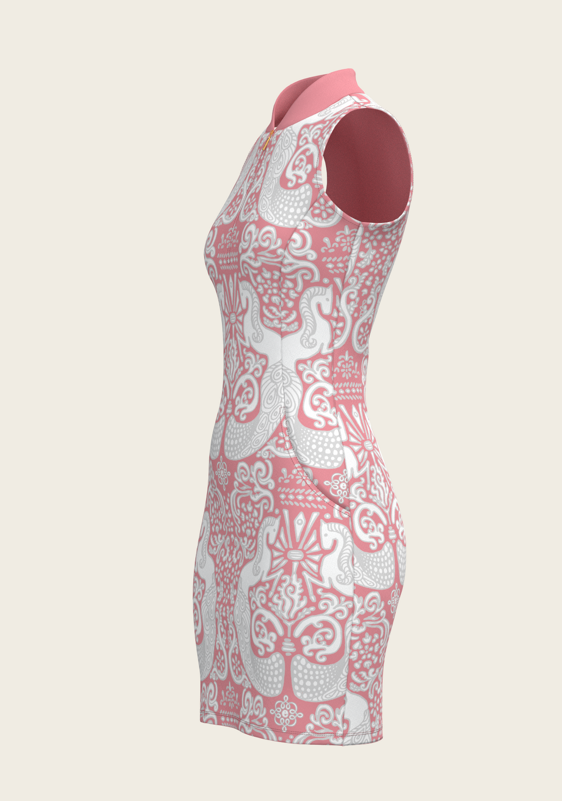 Mermaid Horses on Rose Golf Dress