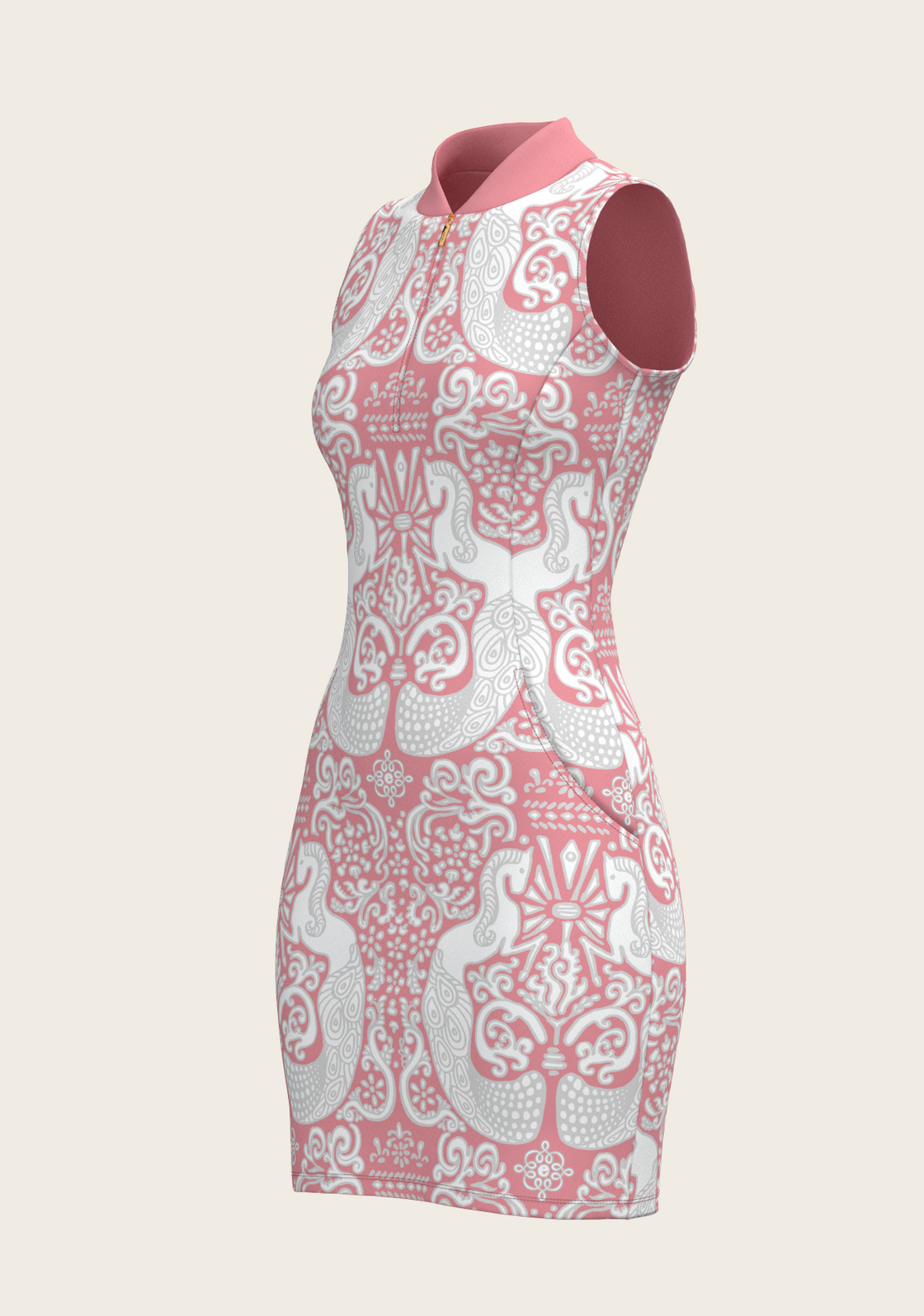 Mermaid Horses on Rose Golf Dress