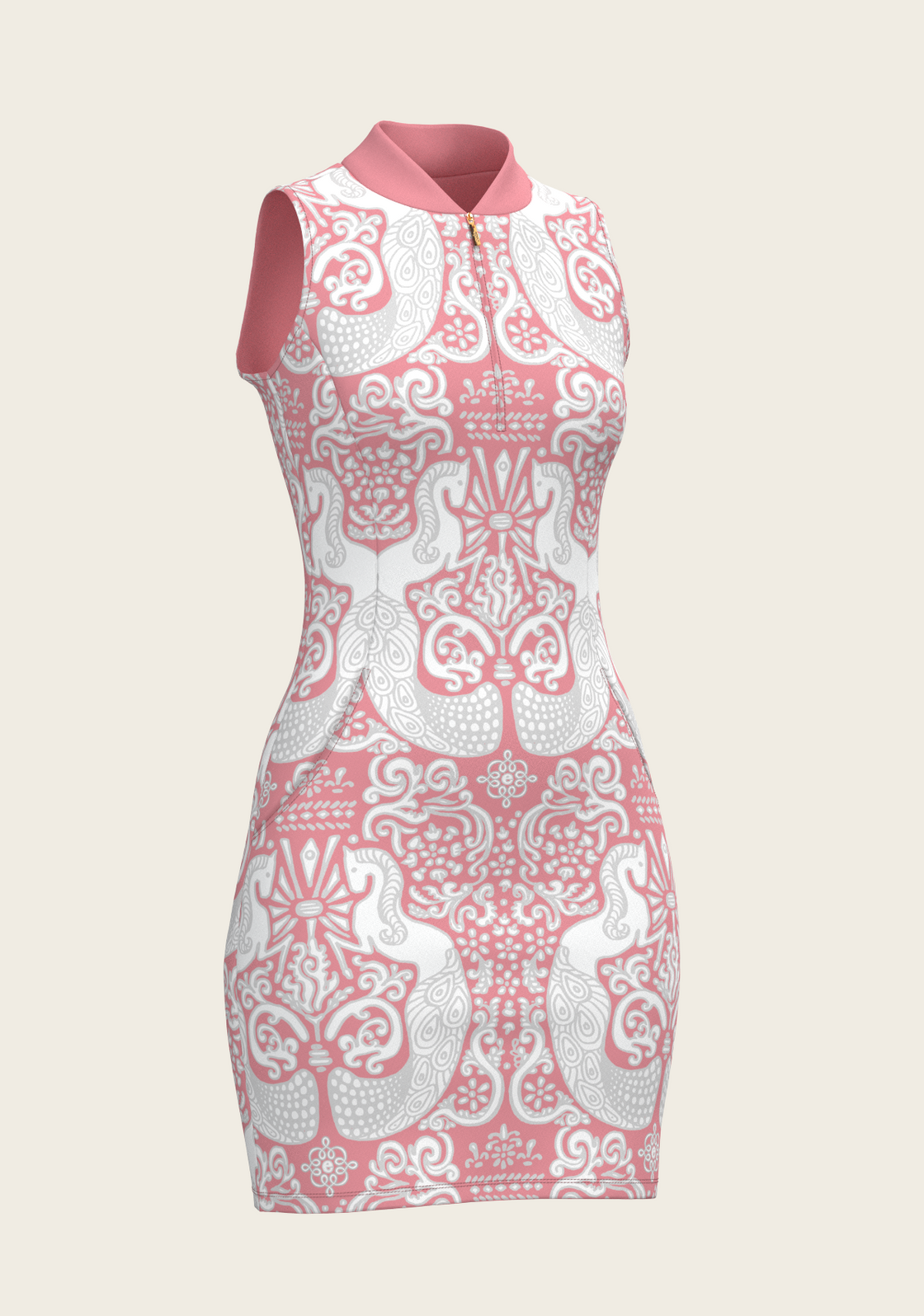 Mermaid Horses on Rose Golf Dress