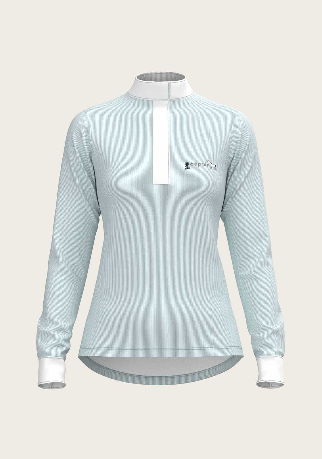 Stripes in Skyblue Short Zip Long Sleeve Show Shirt