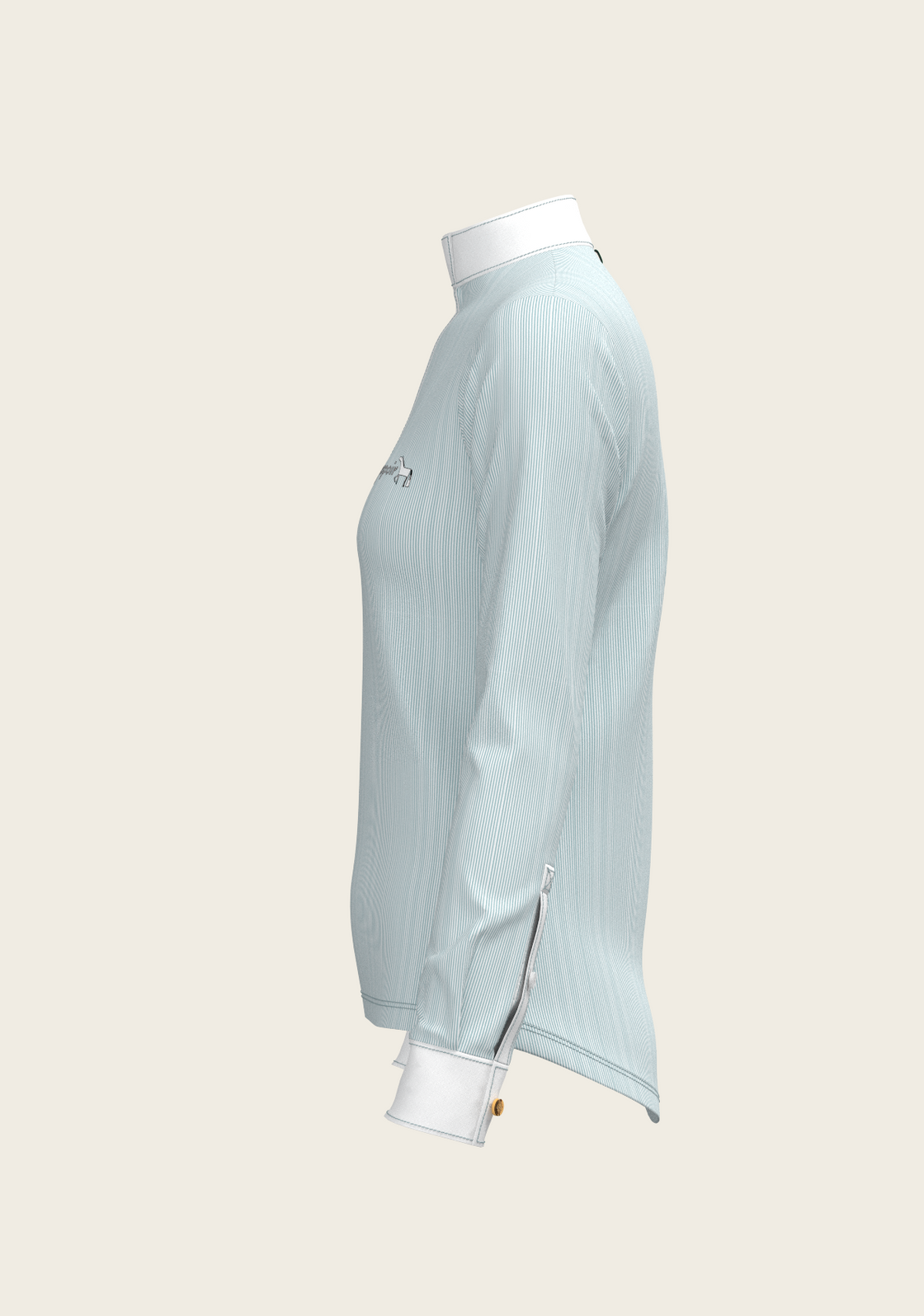 Stripes in Skyblue Short Zip Long Sleeve Show Shirt