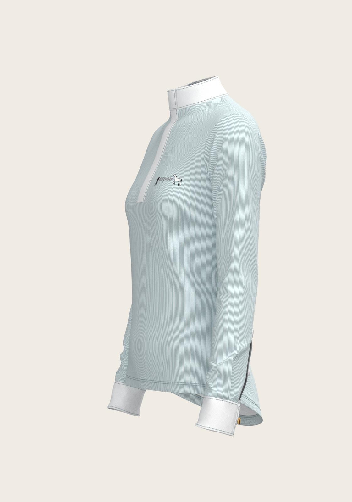 Stripes in Skyblue Short Zip Long Sleeve Show Shirt