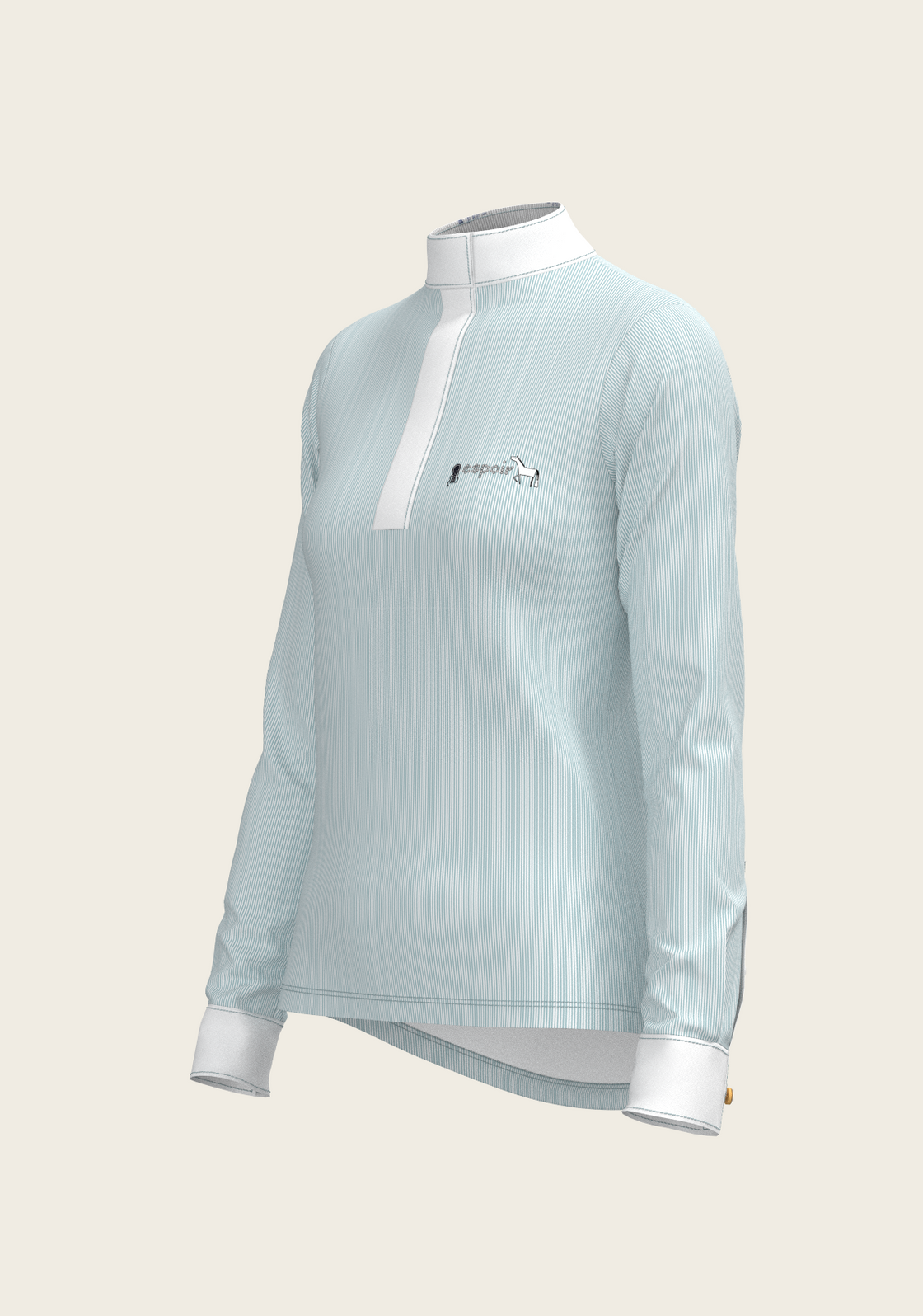 Stripes in Skyblue Short Zip Long Sleeve Show Shirt