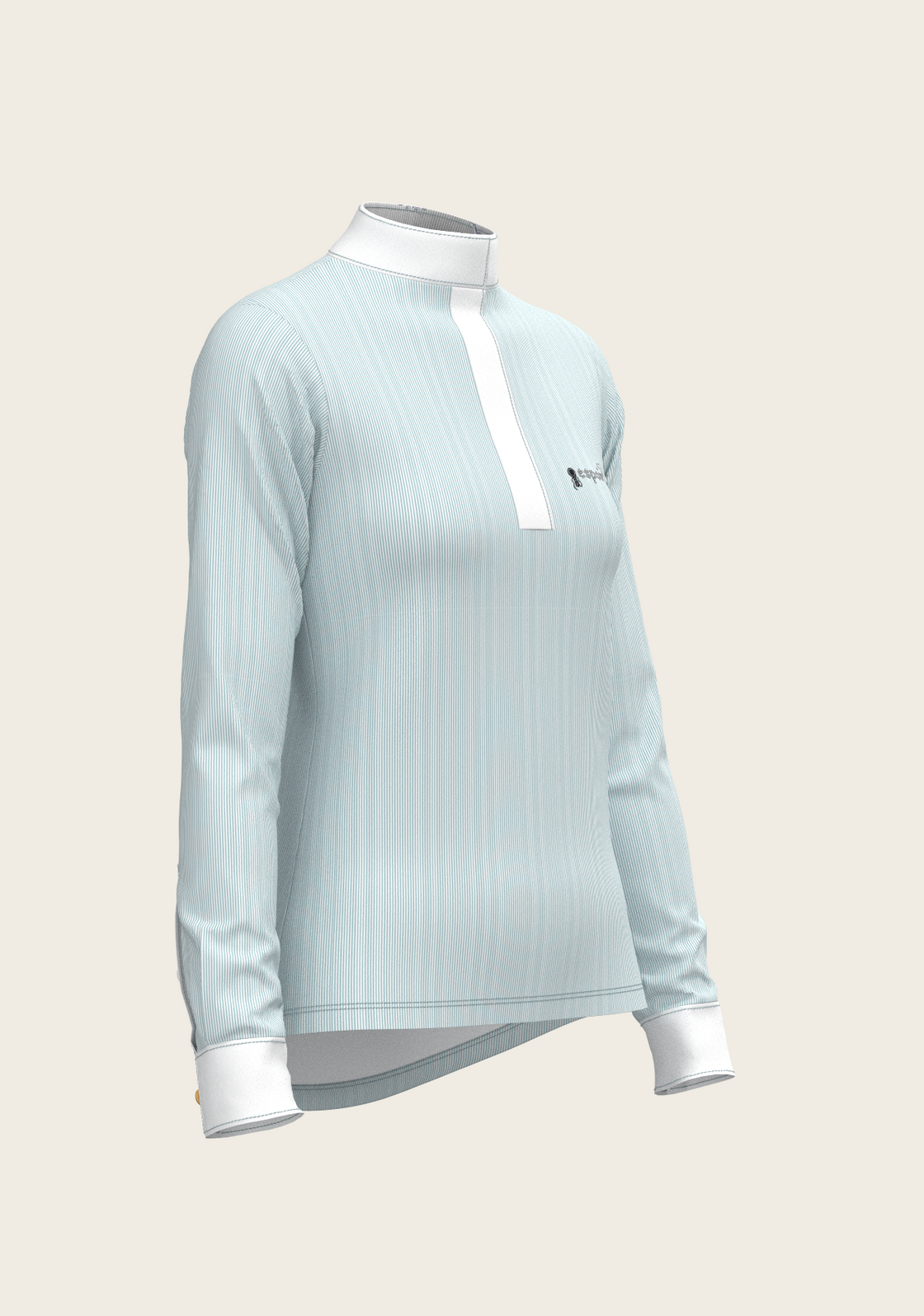 Stripes in Skyblue Short Zip Long Sleeve Show Shirt