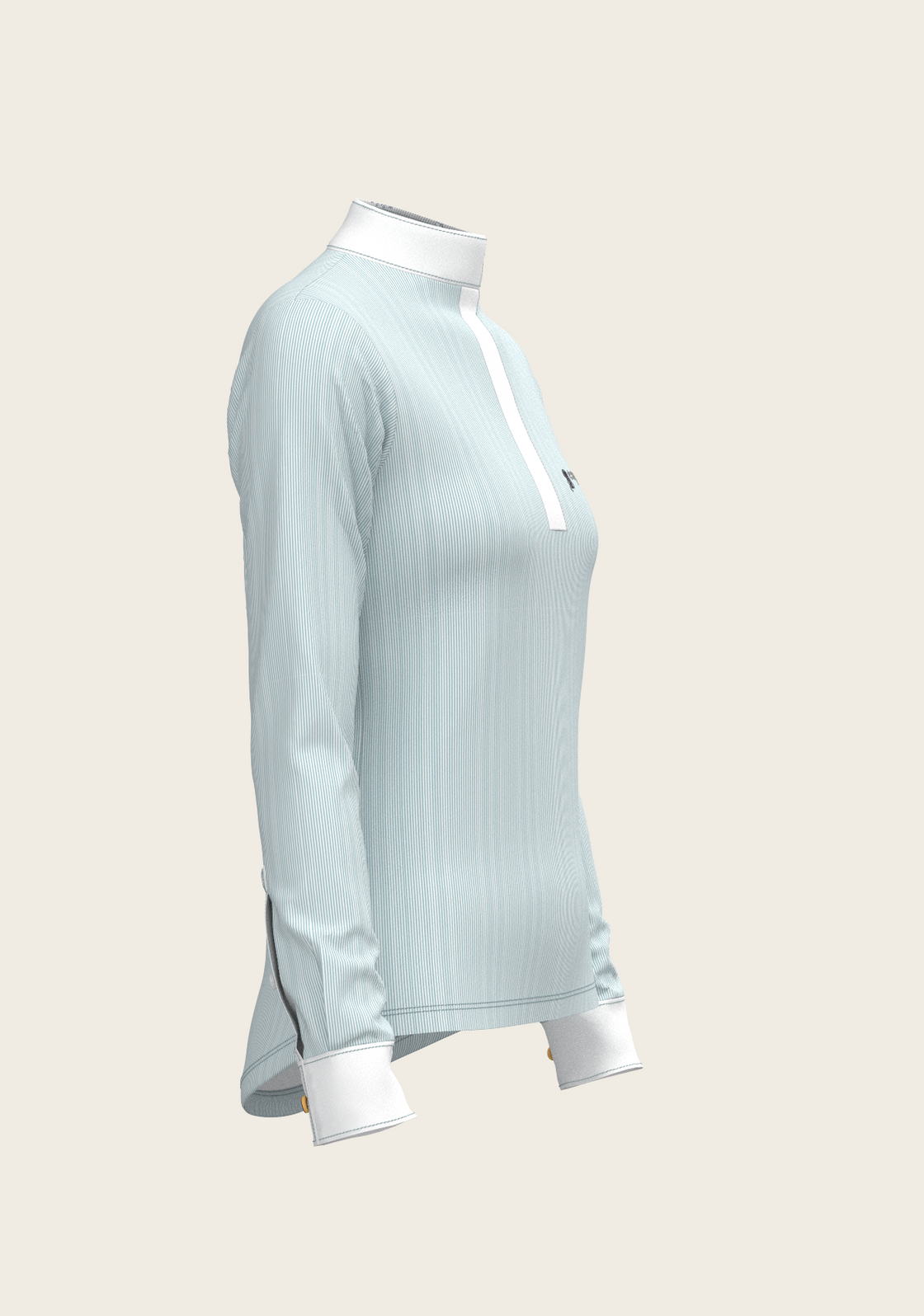 Stripes in Skyblue Short Zip Long Sleeve Show Shirt