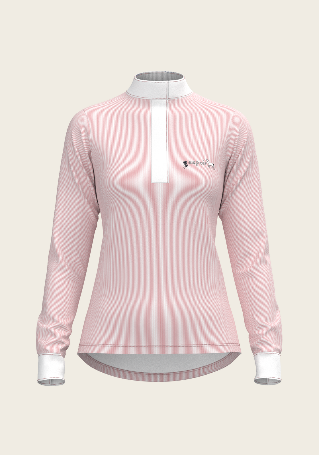 PRE ORDER • Stripes in Rose Short Zip Long Sleeve Show Shirt