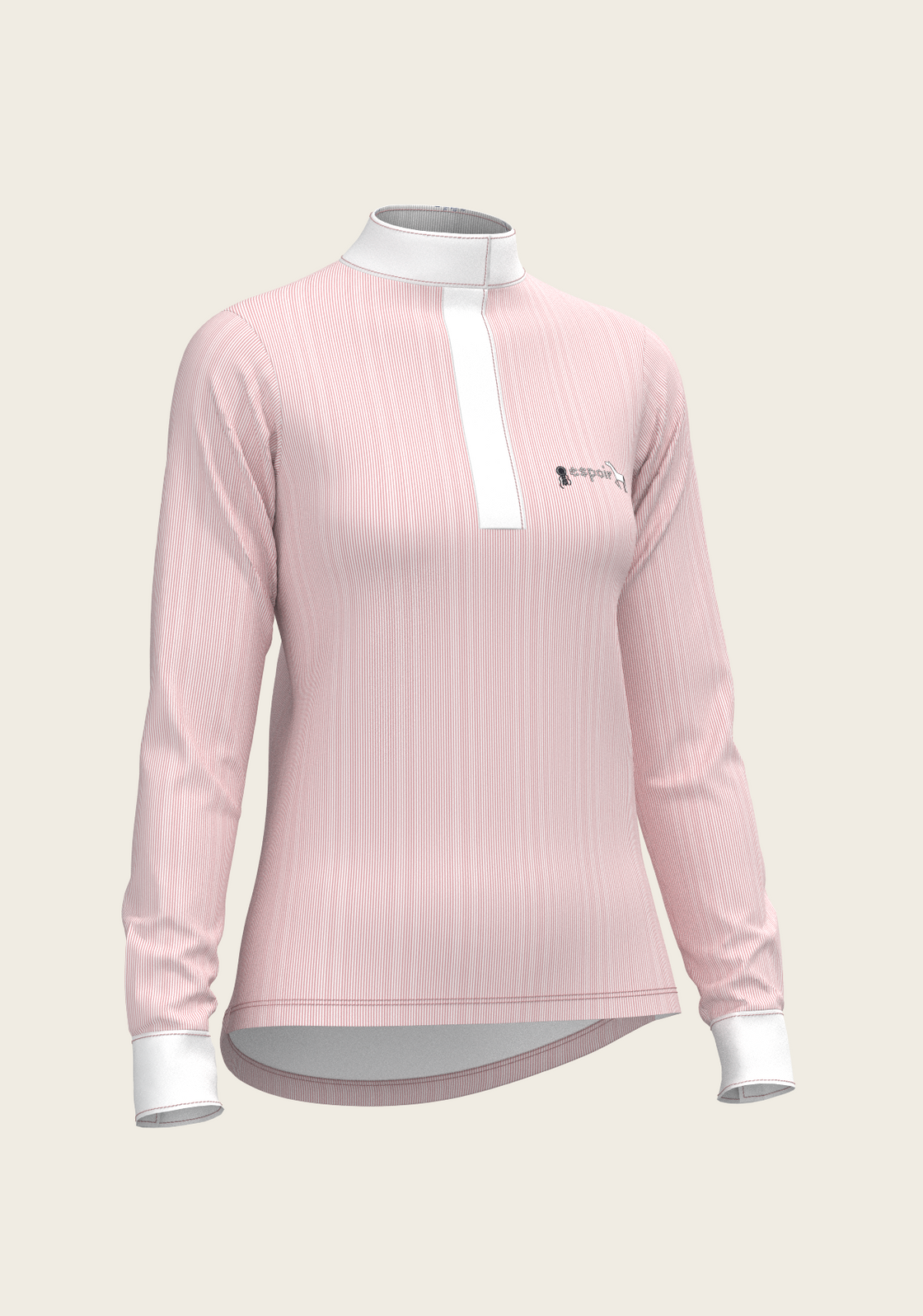  Stripes in Rose Short Zip Long Sleeve Show Shirt