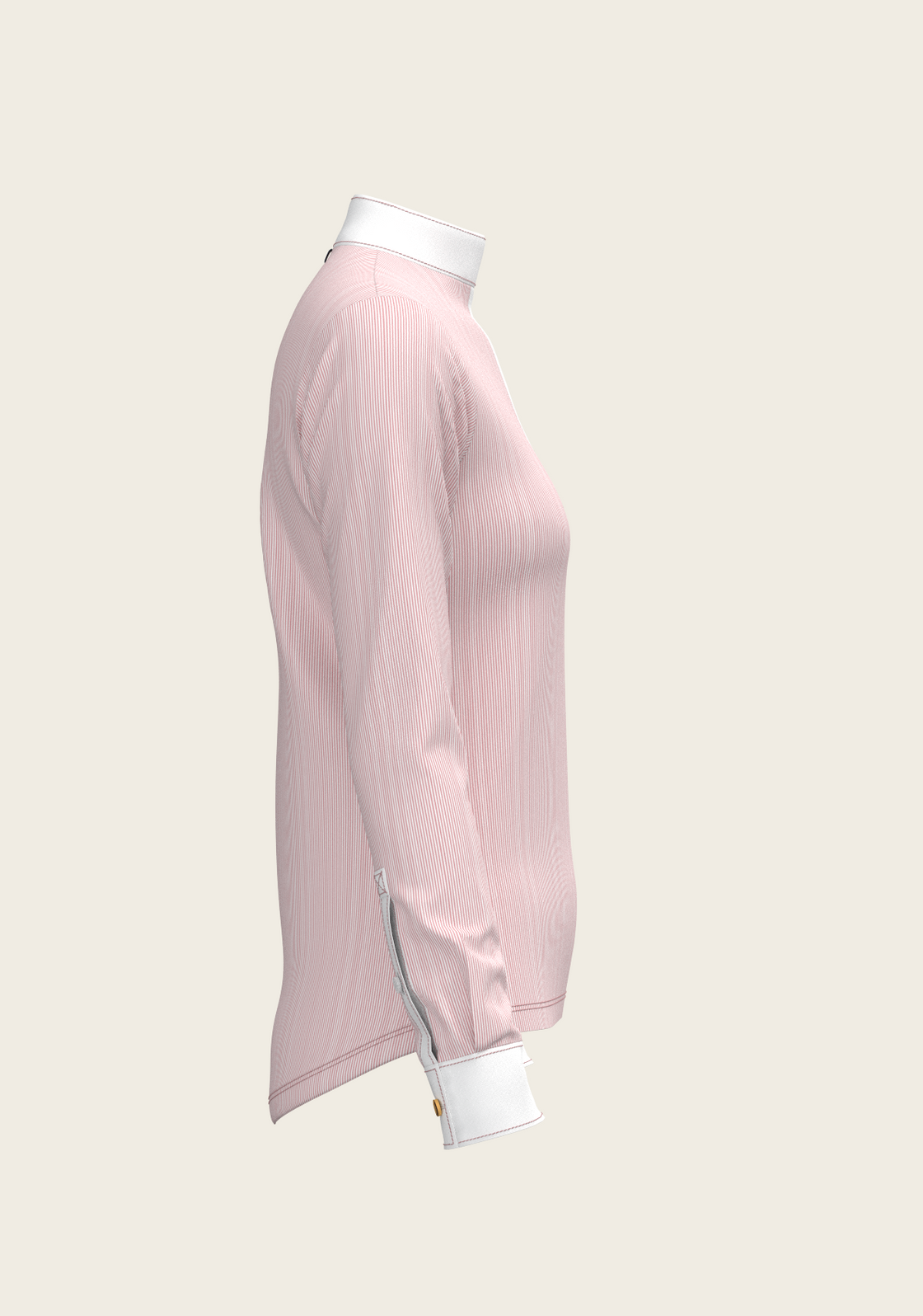  Stripes in Rose Short Zip Long Sleeve Show Shirt