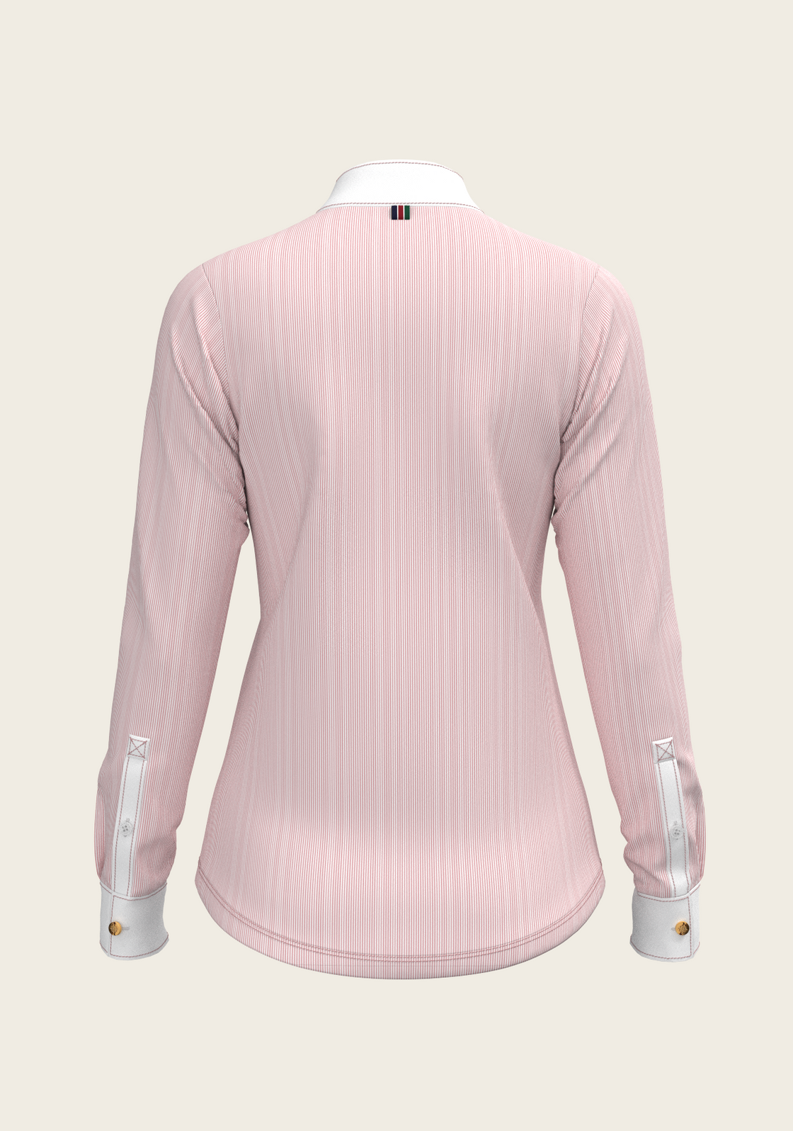  Stripes in Rose Short Zip Long Sleeve Show Shirt