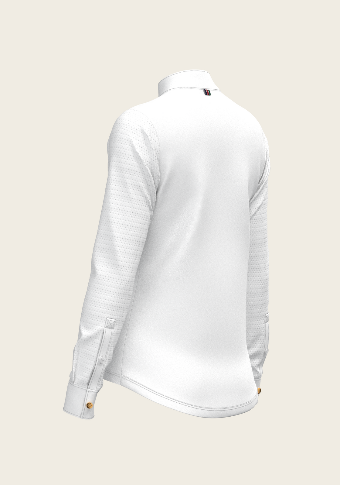 PRE ORDER • White with Forest on Navy Inner Details Long Sleeve Show Shirt