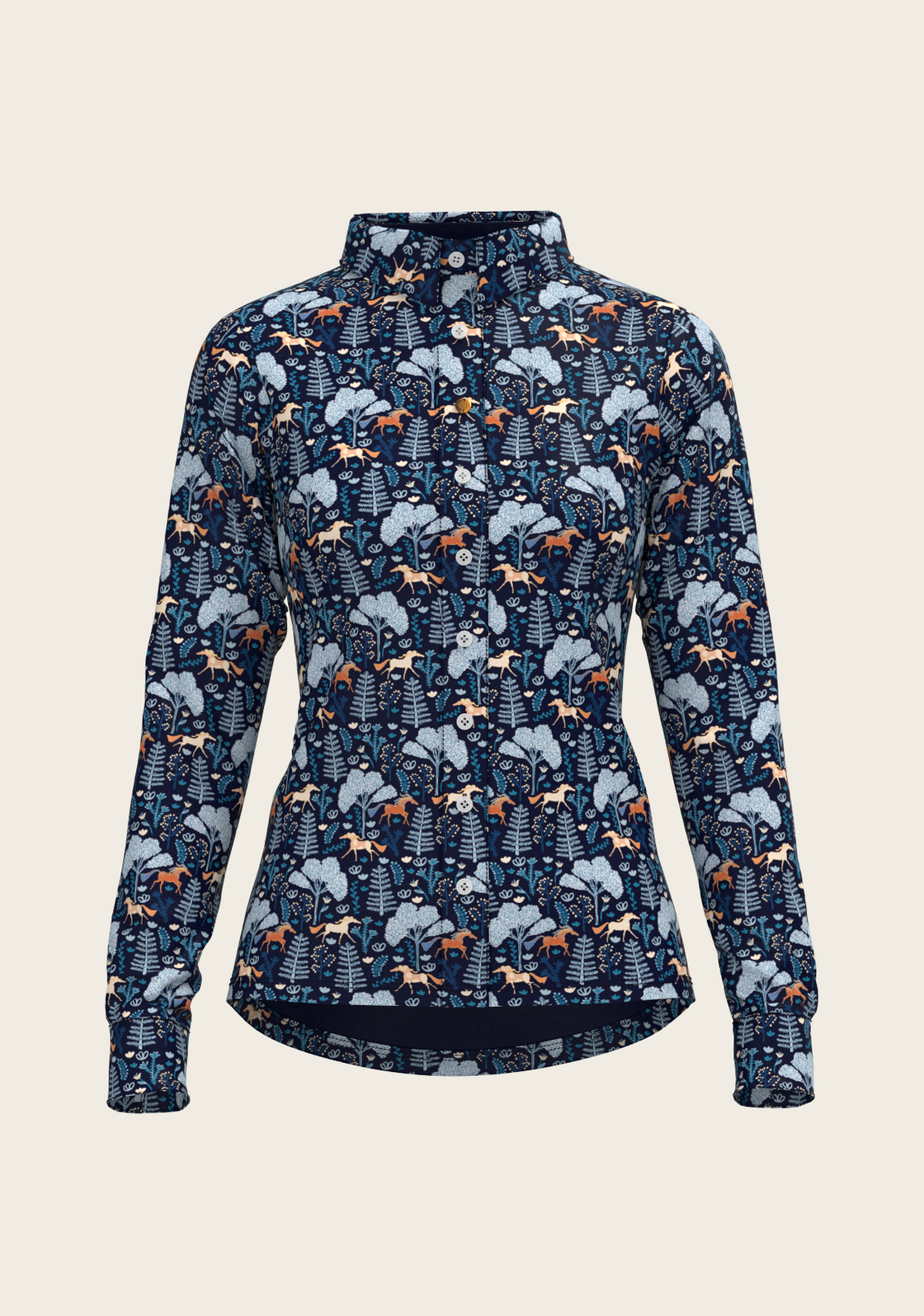  Forest on Navy Ladies Button Shirt