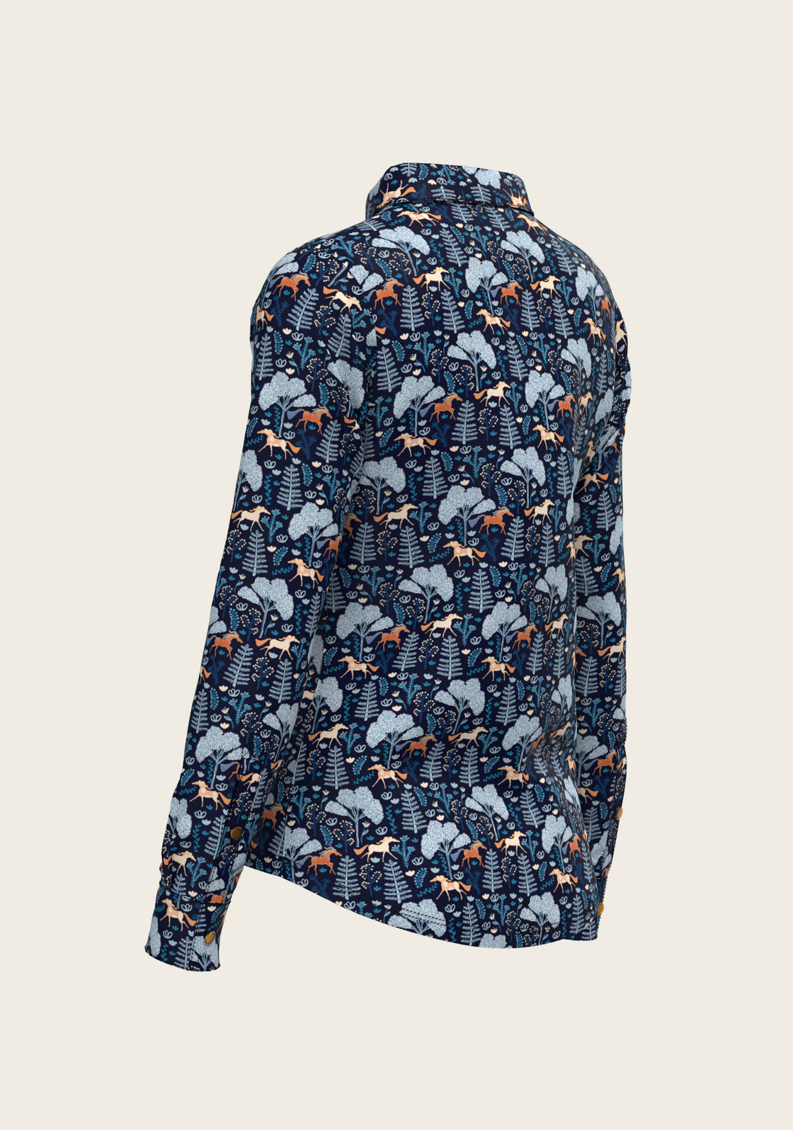  Forest on Navy Ladies Button Shirt