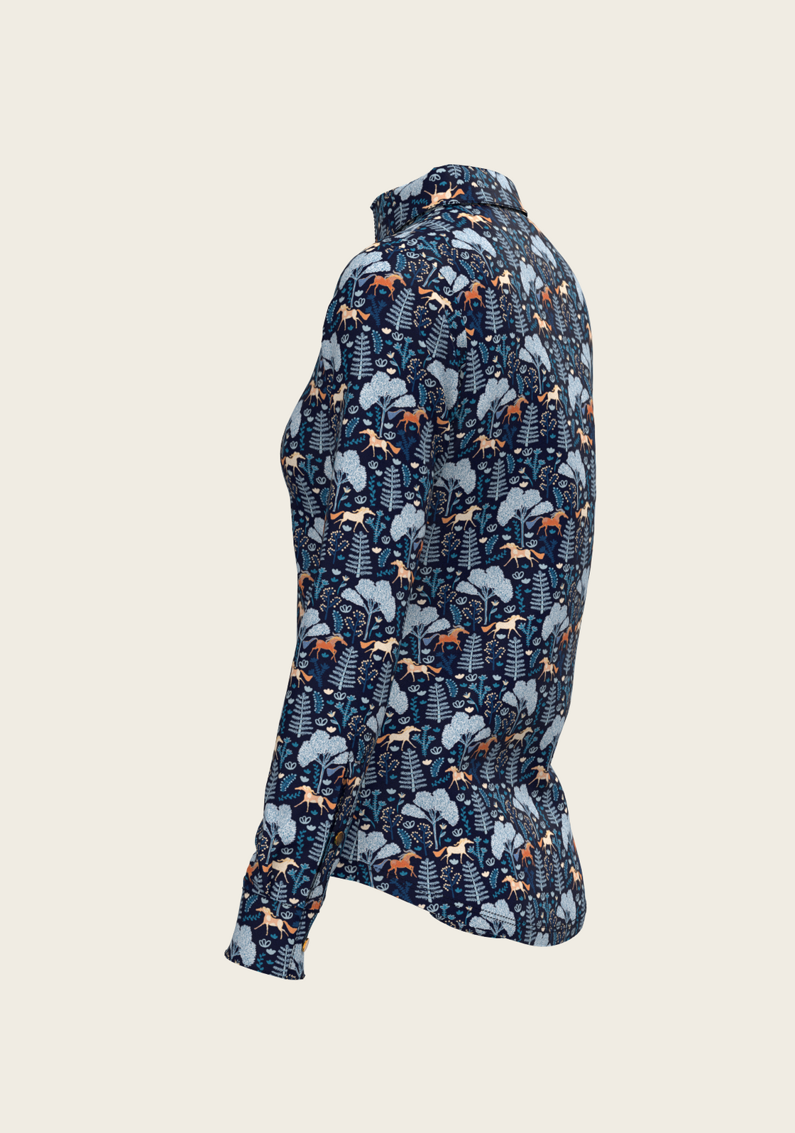  Forest on Navy Ladies Button Shirt