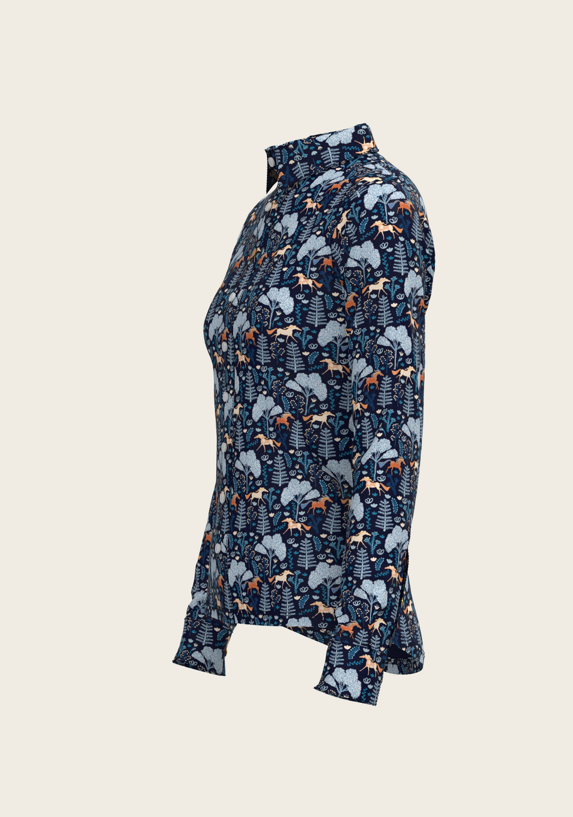  Forest on Navy Ladies Button Shirt