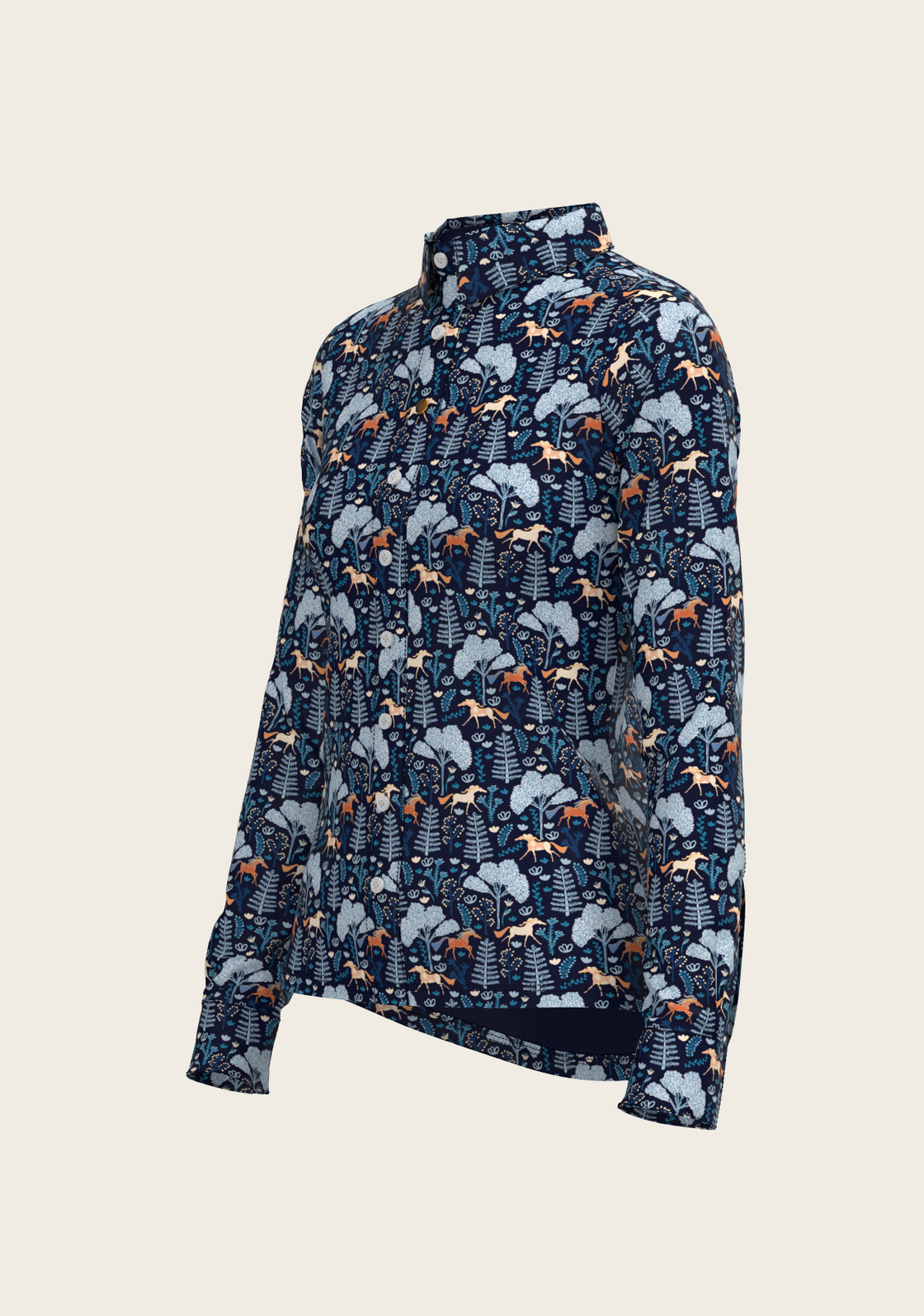 PRE ORDER • Forest on Navy Ladies Button Shirt