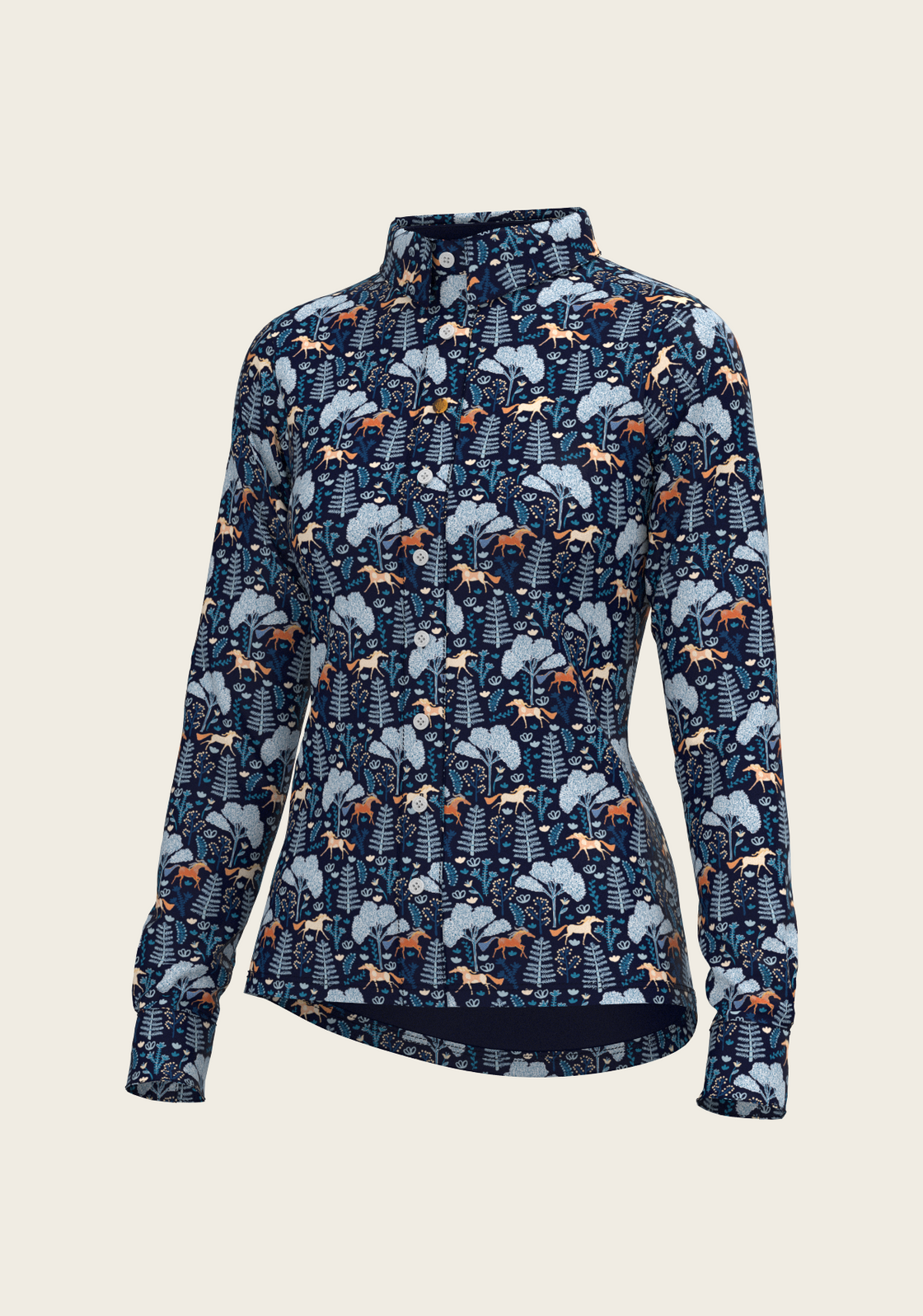  Forest on Navy Ladies Button Shirt