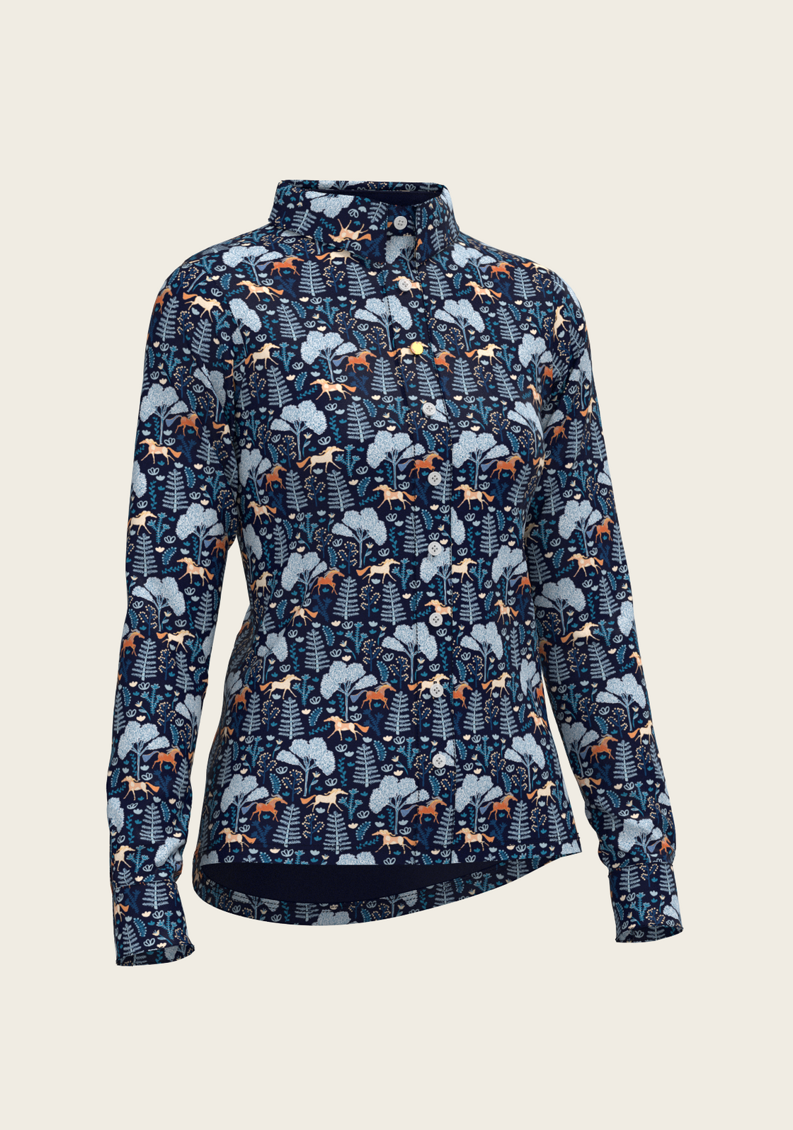  Forest on Navy Ladies Button Shirt