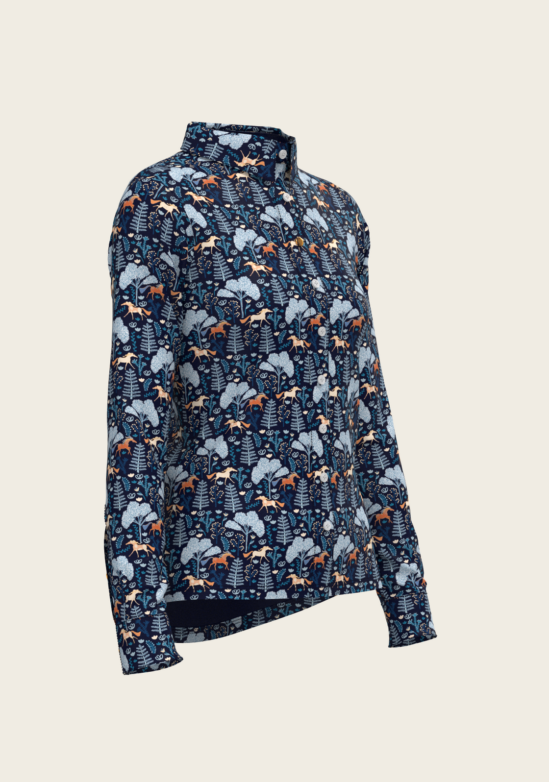  Forest on Navy Ladies Button Shirt