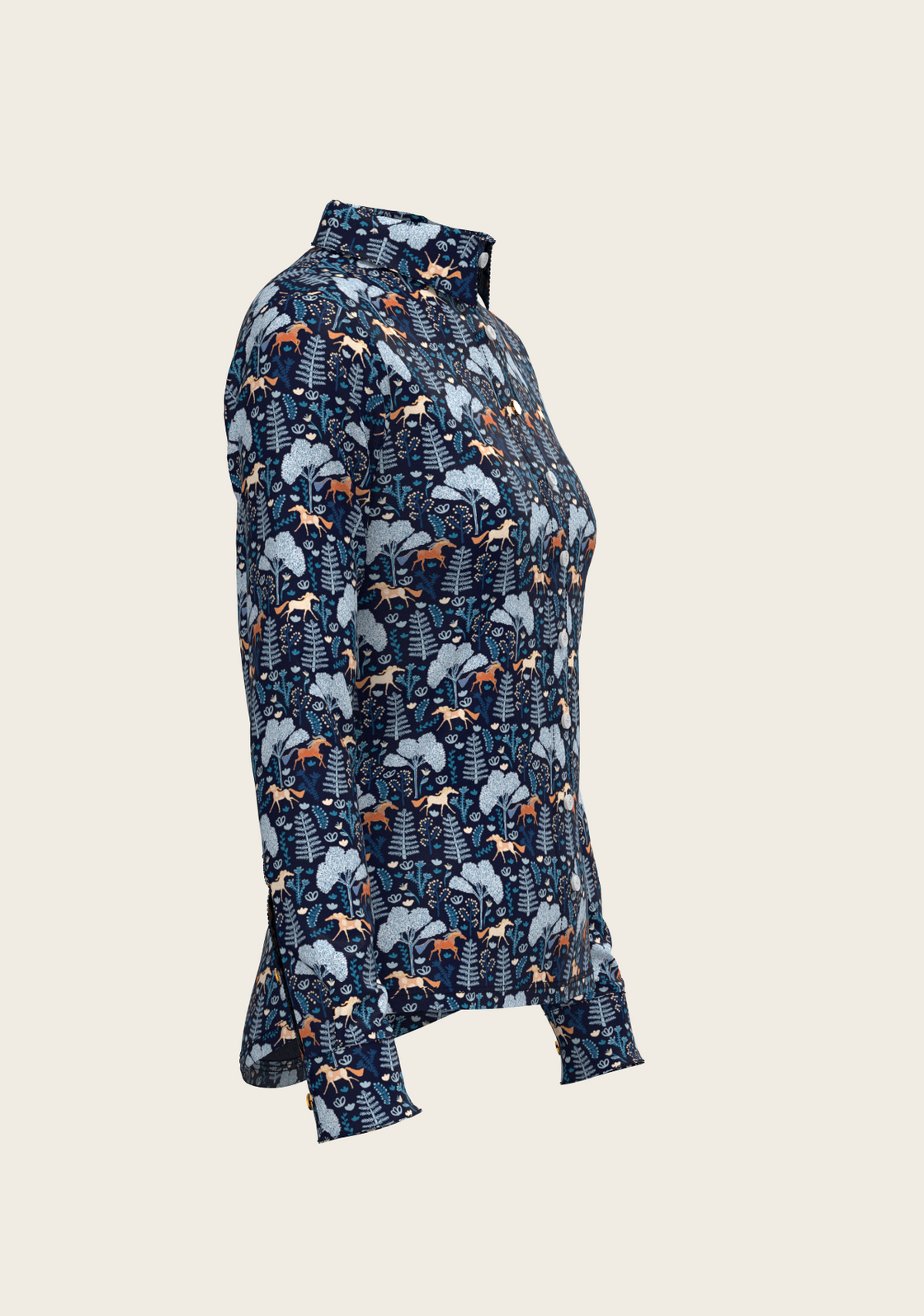  Forest on Navy Ladies Button Shirt