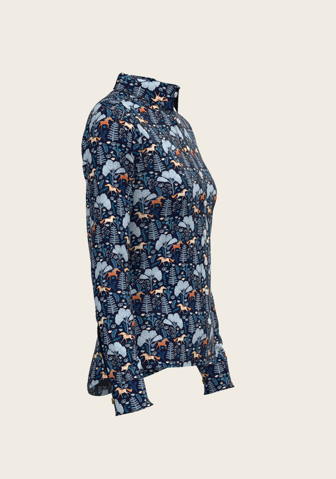 PRE ORDER • Forest on Navy Ladies Button Shirt
