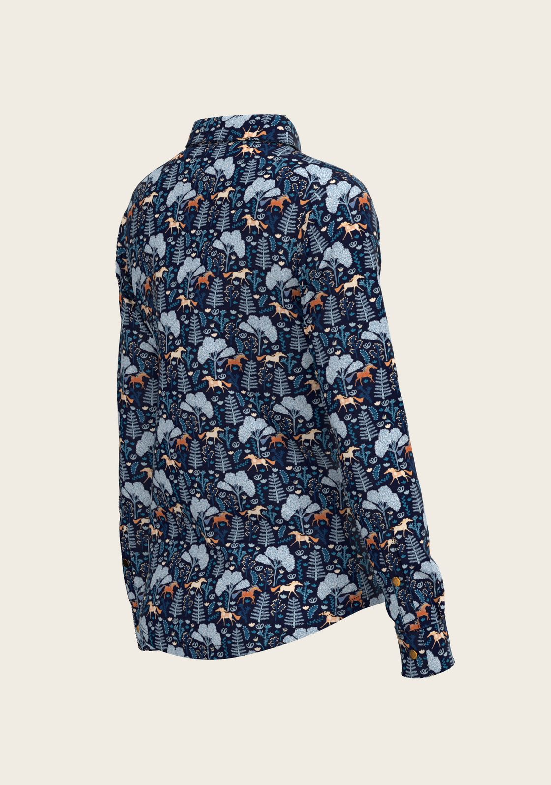  Forest on Navy Ladies Button Shirt