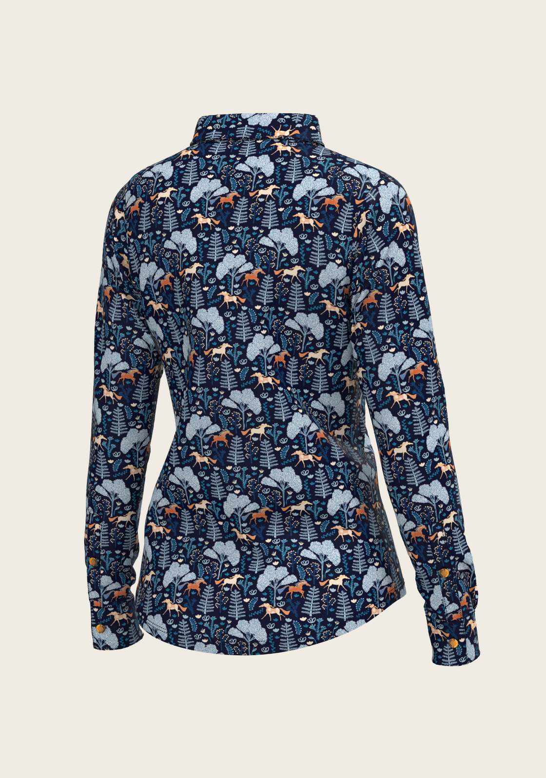  Forest on Navy Ladies Button Shirt