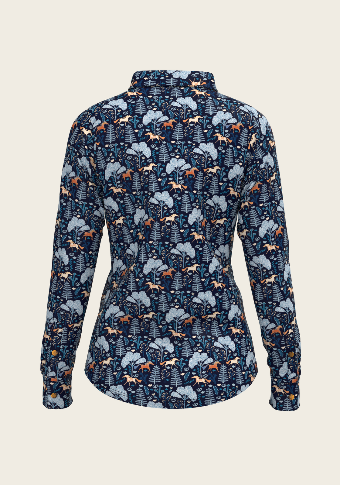  Forest on Navy Ladies Button Shirt