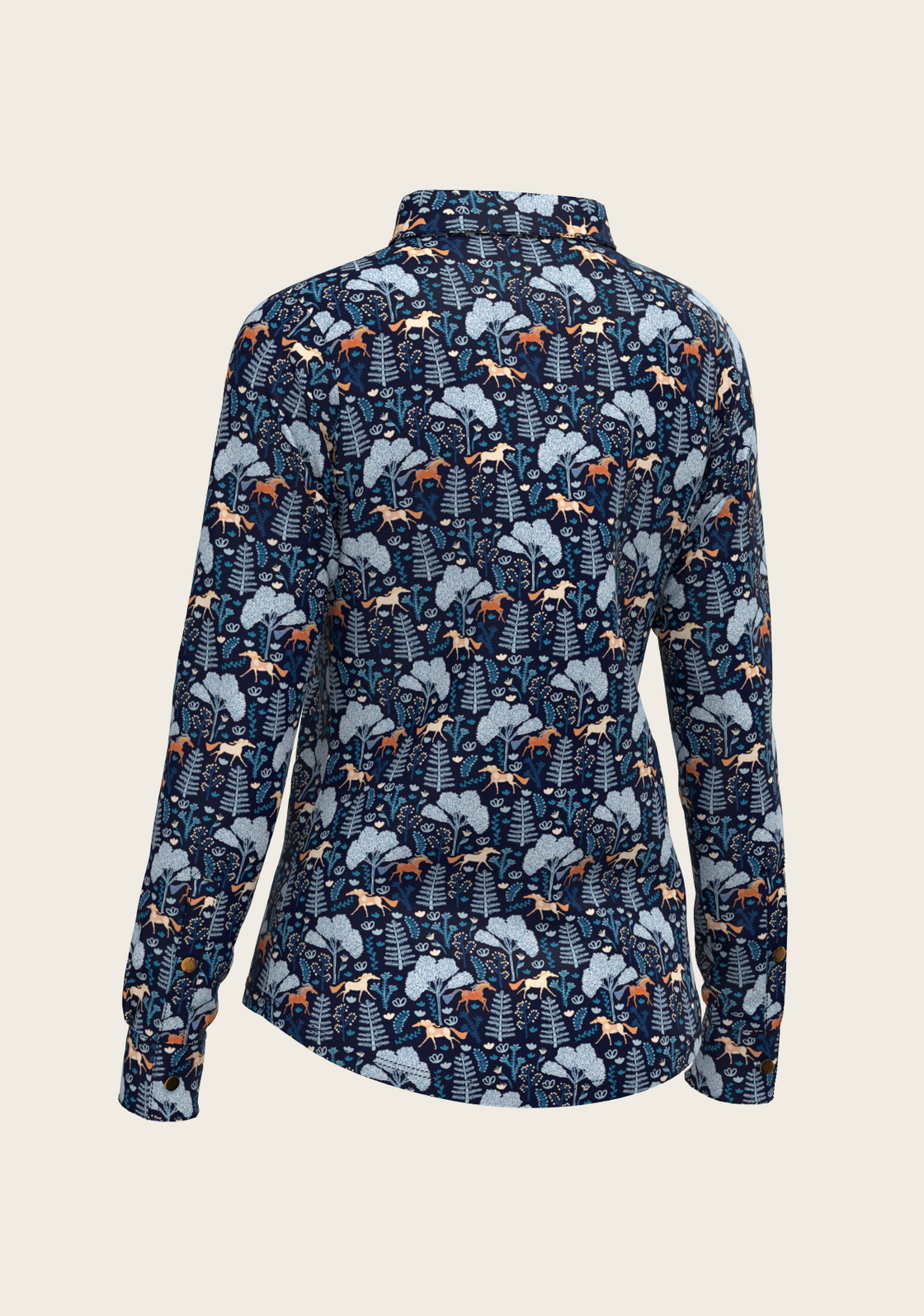  Forest on Navy Ladies Button Shirt