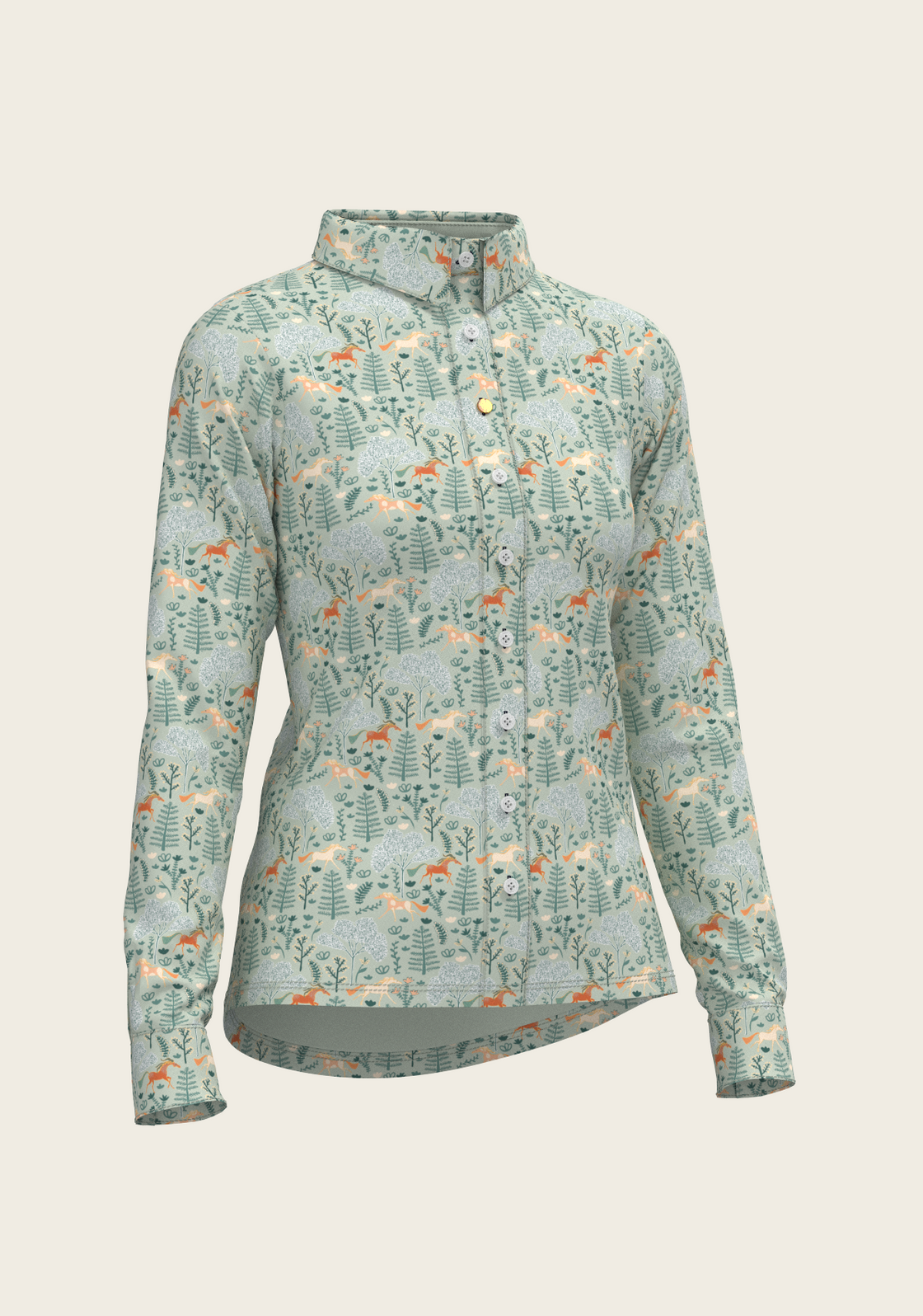PRE ORDER • Forest on Lime Ladies Button Shirt