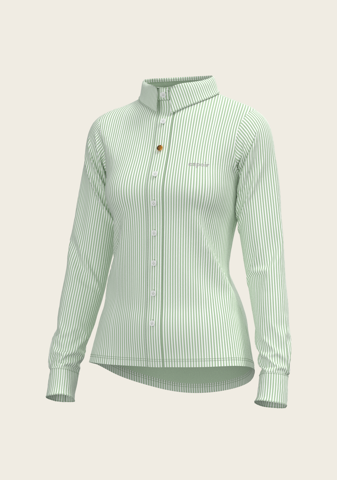 Stripes on Lime Ladies Button Shirt