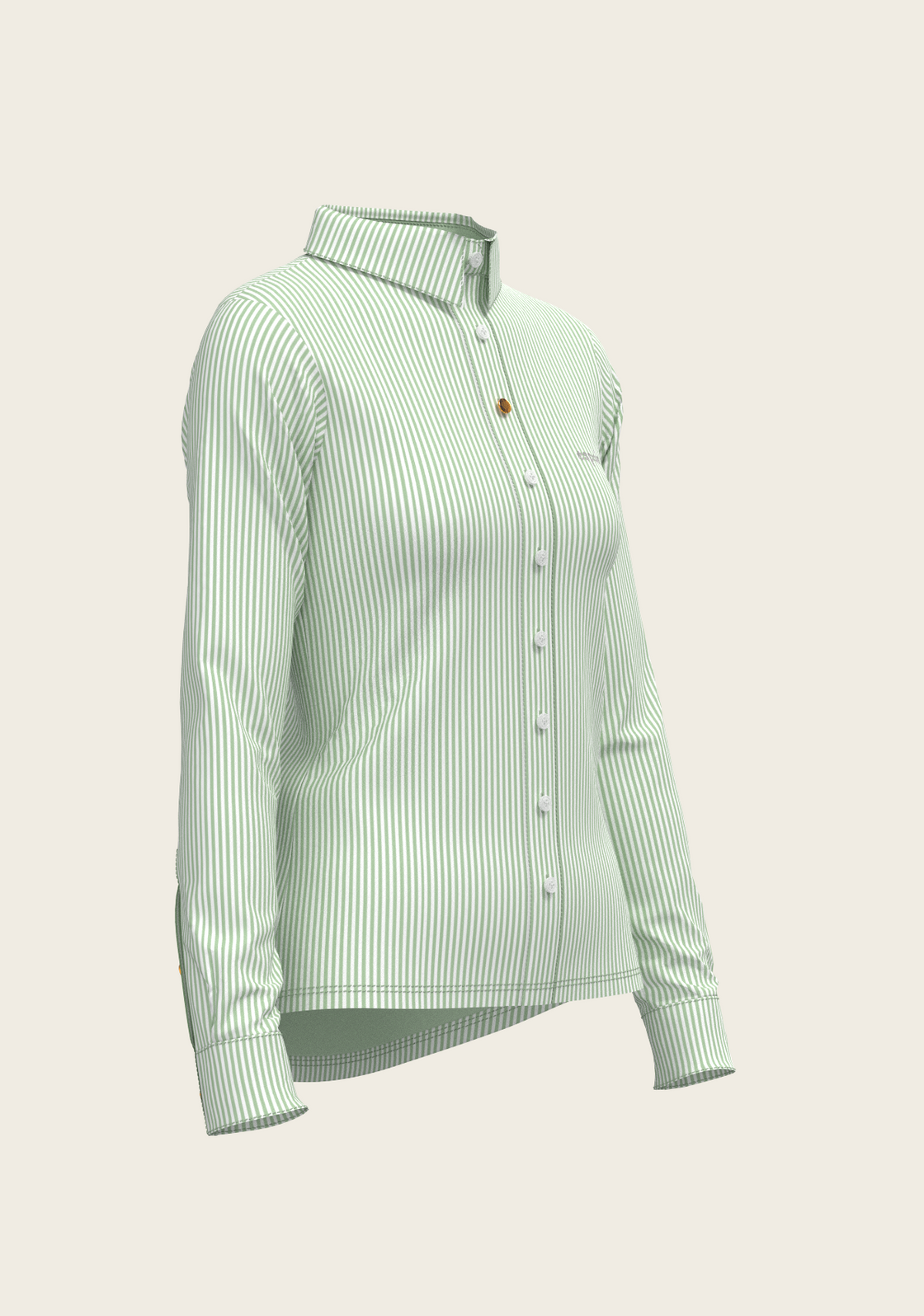 Stripes on Lime Ladies Button Shirt