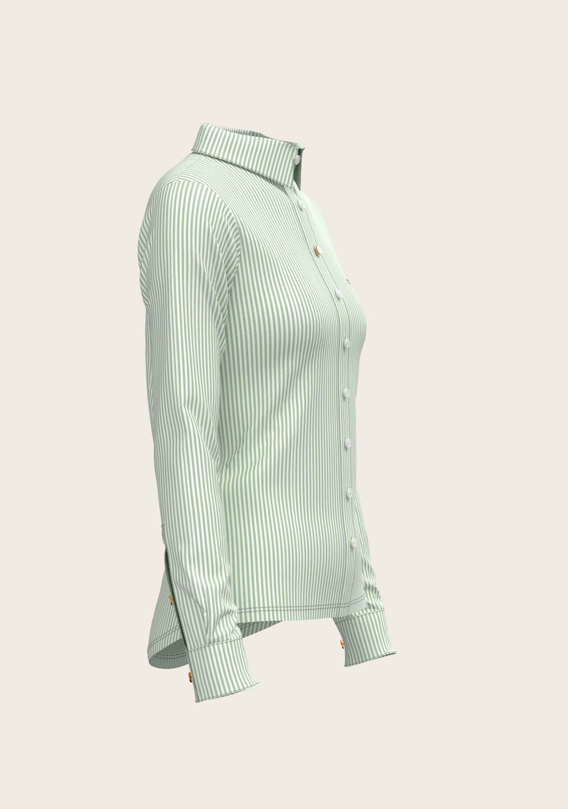 Stripes on Lime Ladies Button Shirt