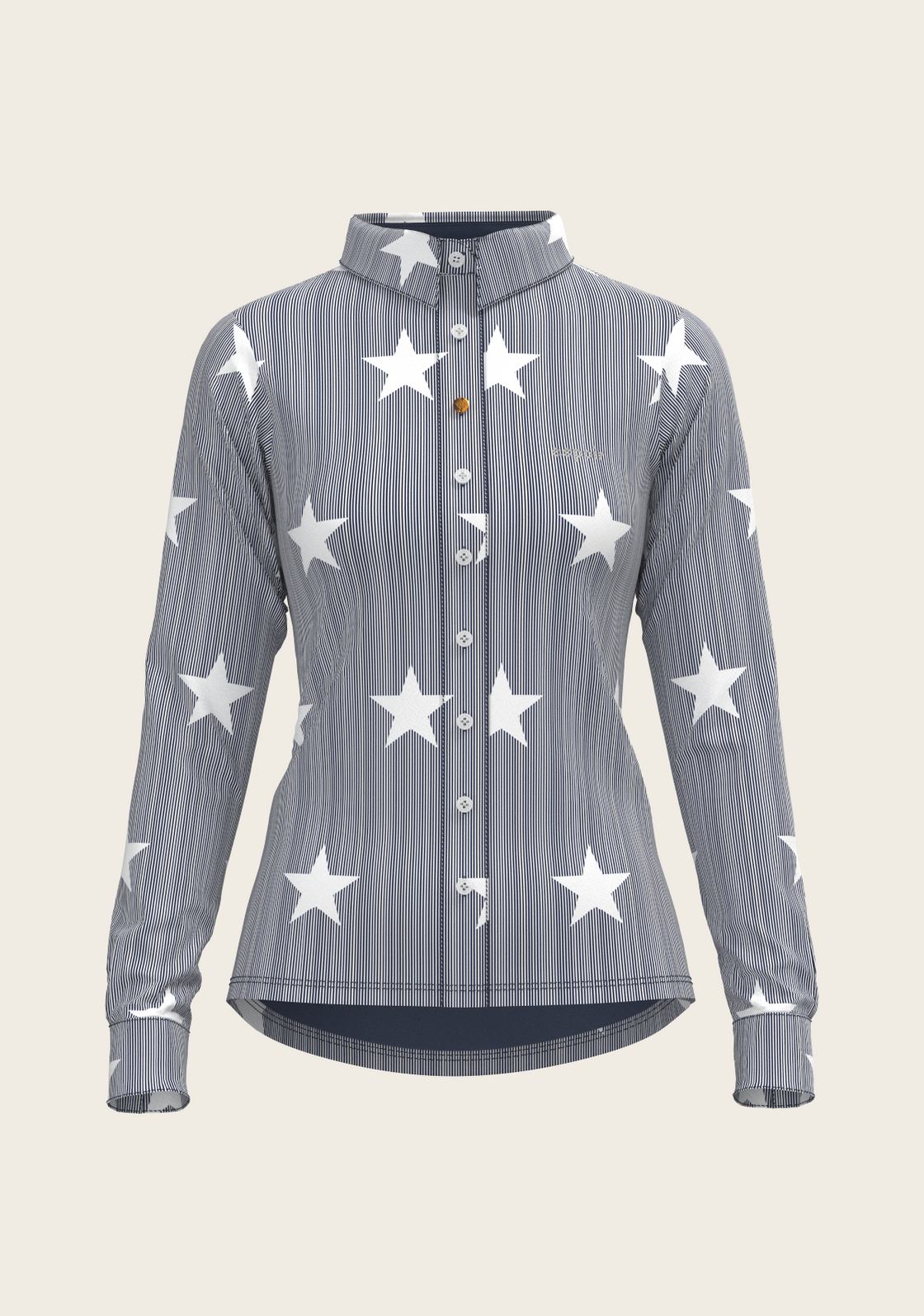  Stars on Blue Stripes Ladies Button Shirt