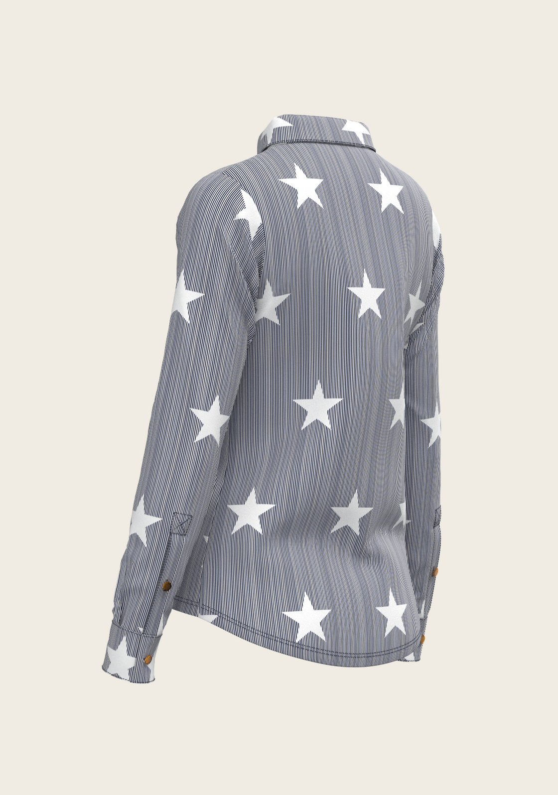  Stars on Blue Stripes Ladies Button Shirt