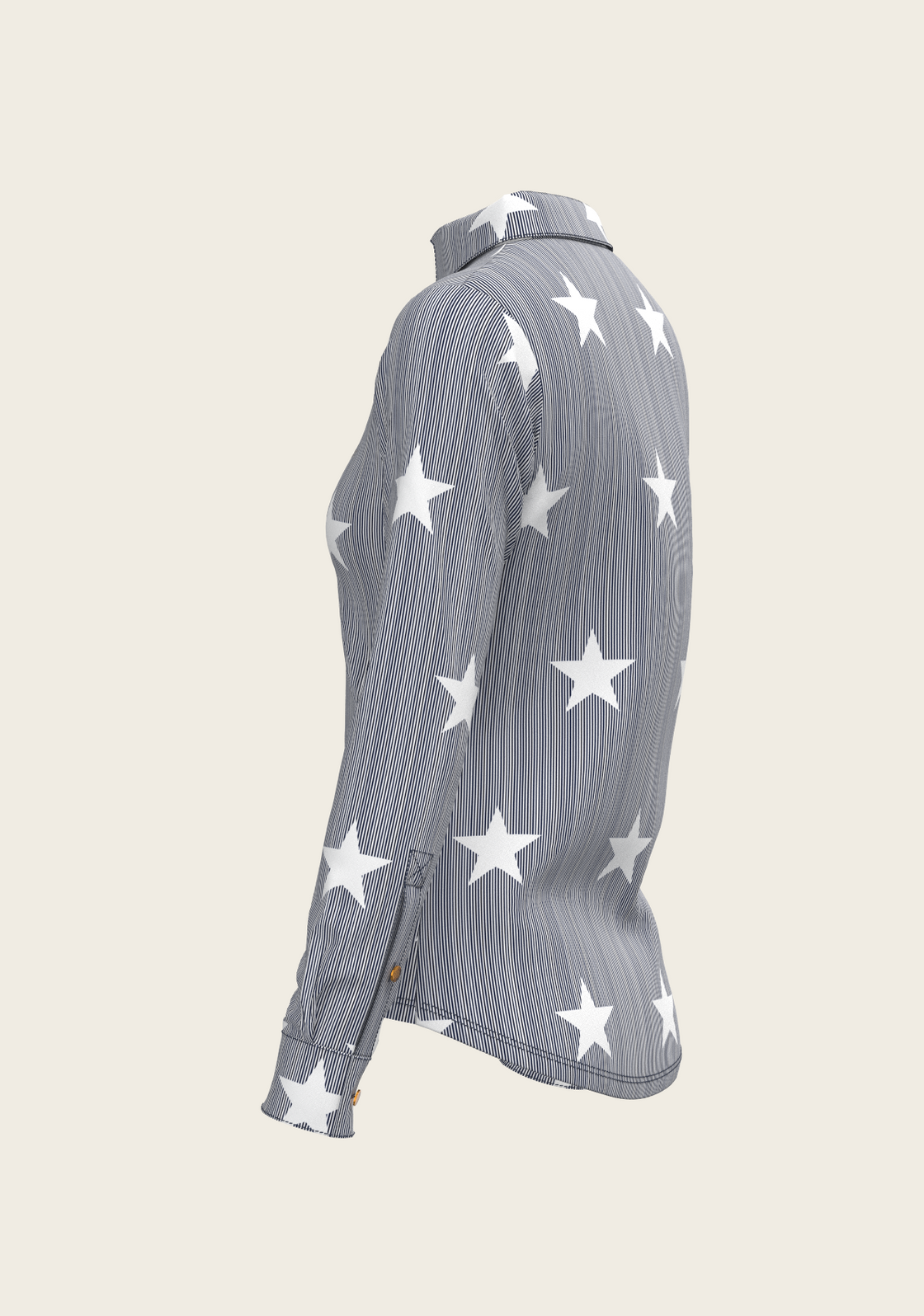  Stars on Blue Stripes Ladies Button Shirt